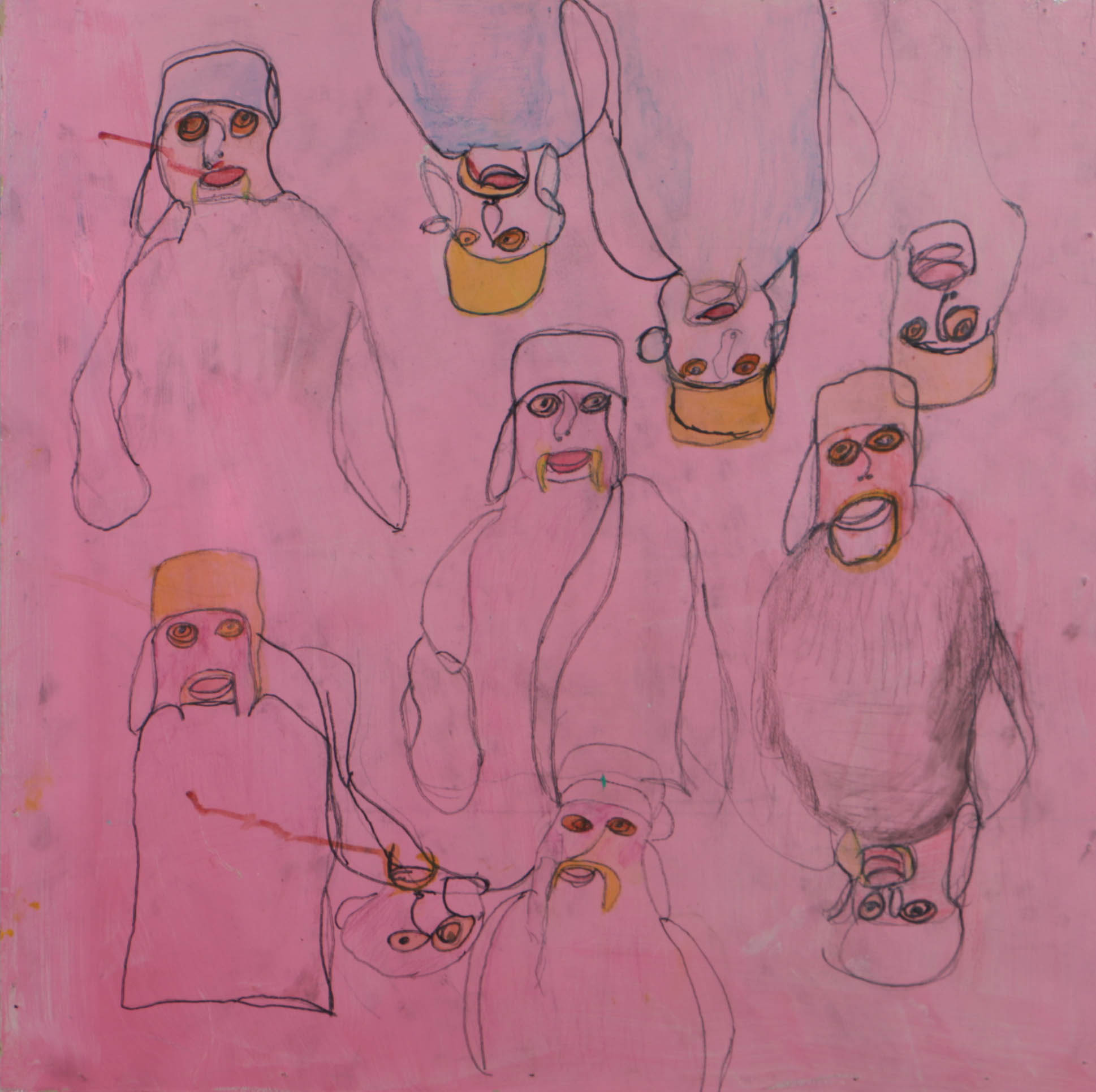 Emily Funk 2014 Mixed Media on Wood "Hulk Hogan"