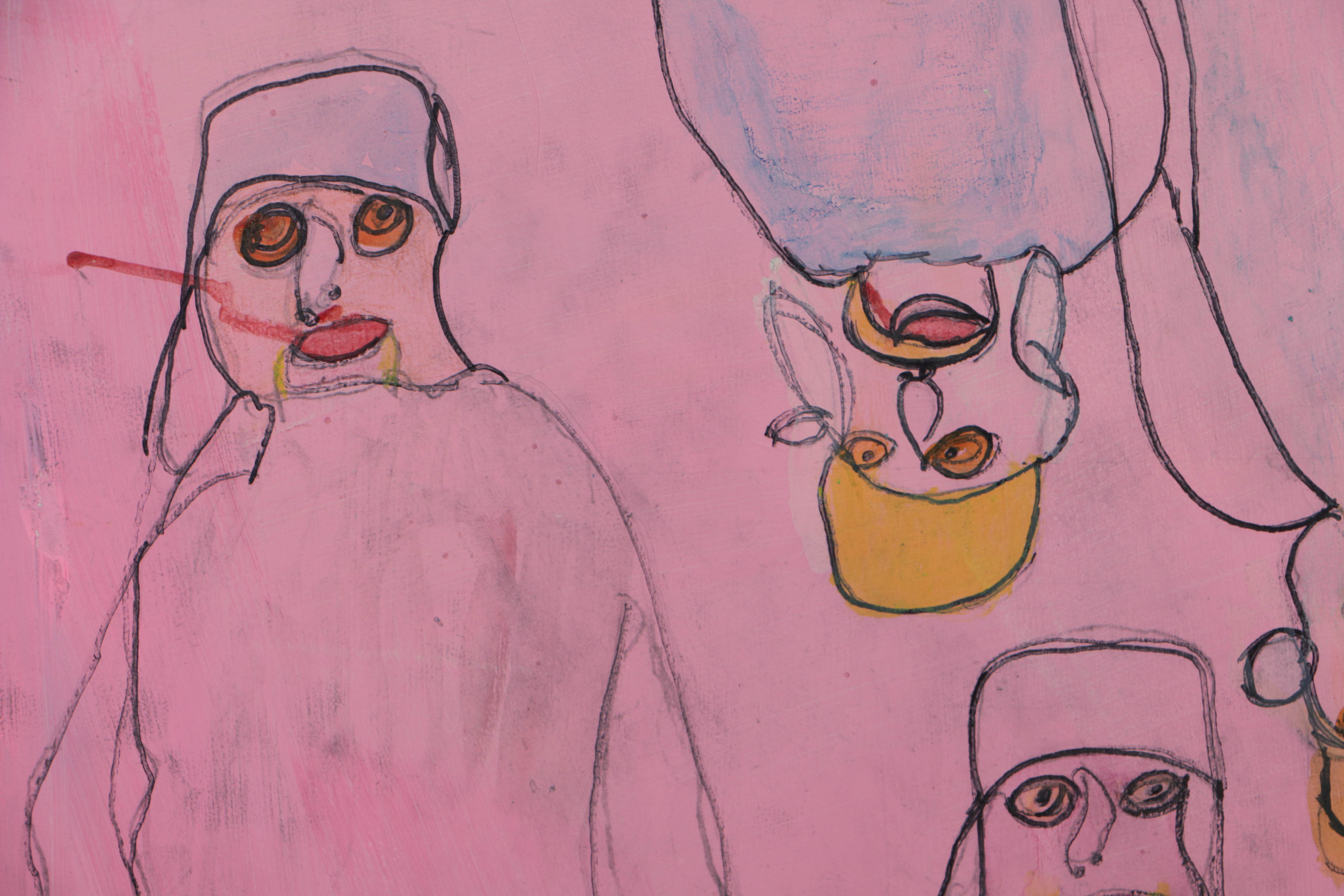 Emily Funk 2014 Mixed Media on Wood "Hulk Hogan"