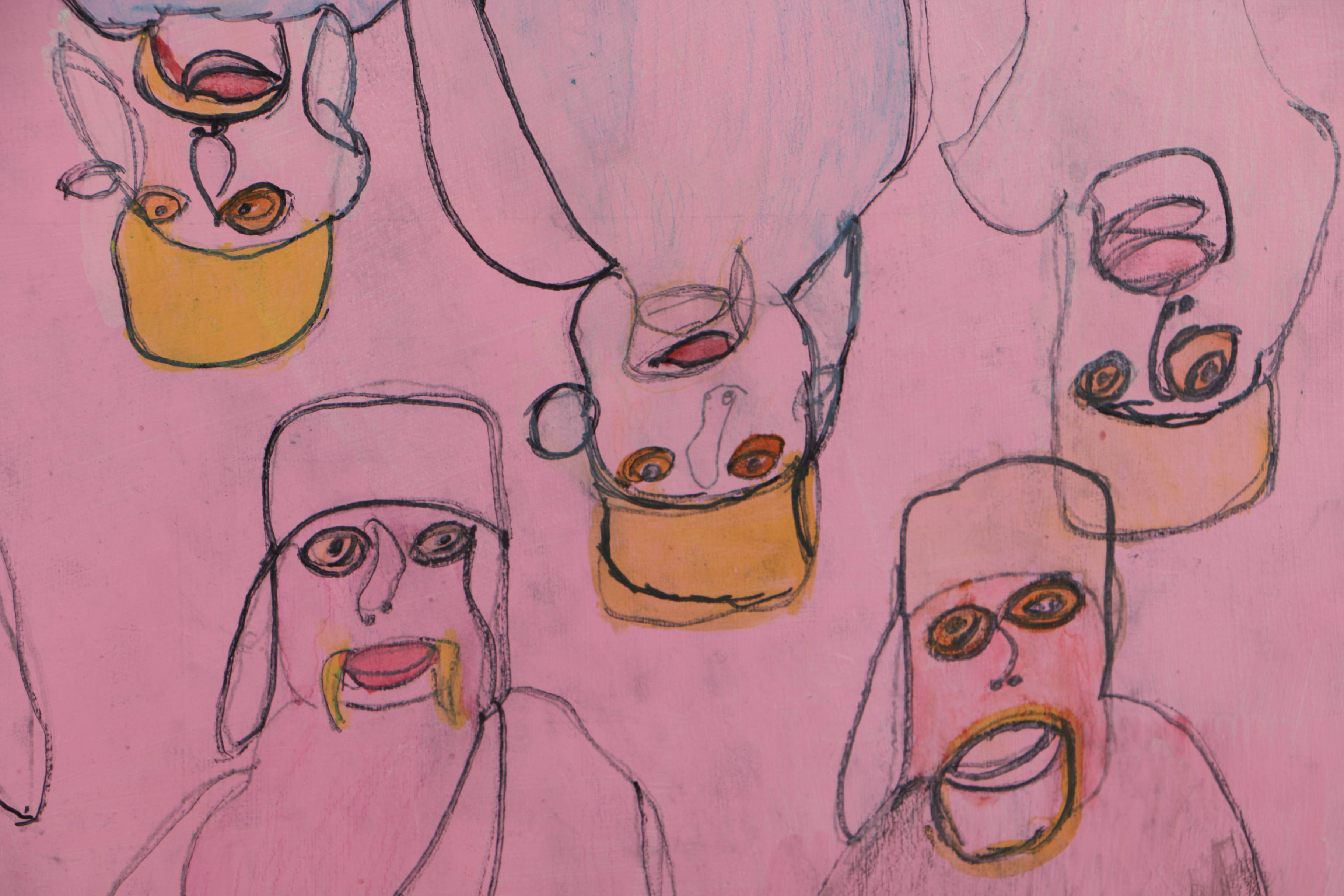 Emily Funk 2014 Mixed Media on Wood "Hulk Hogan"