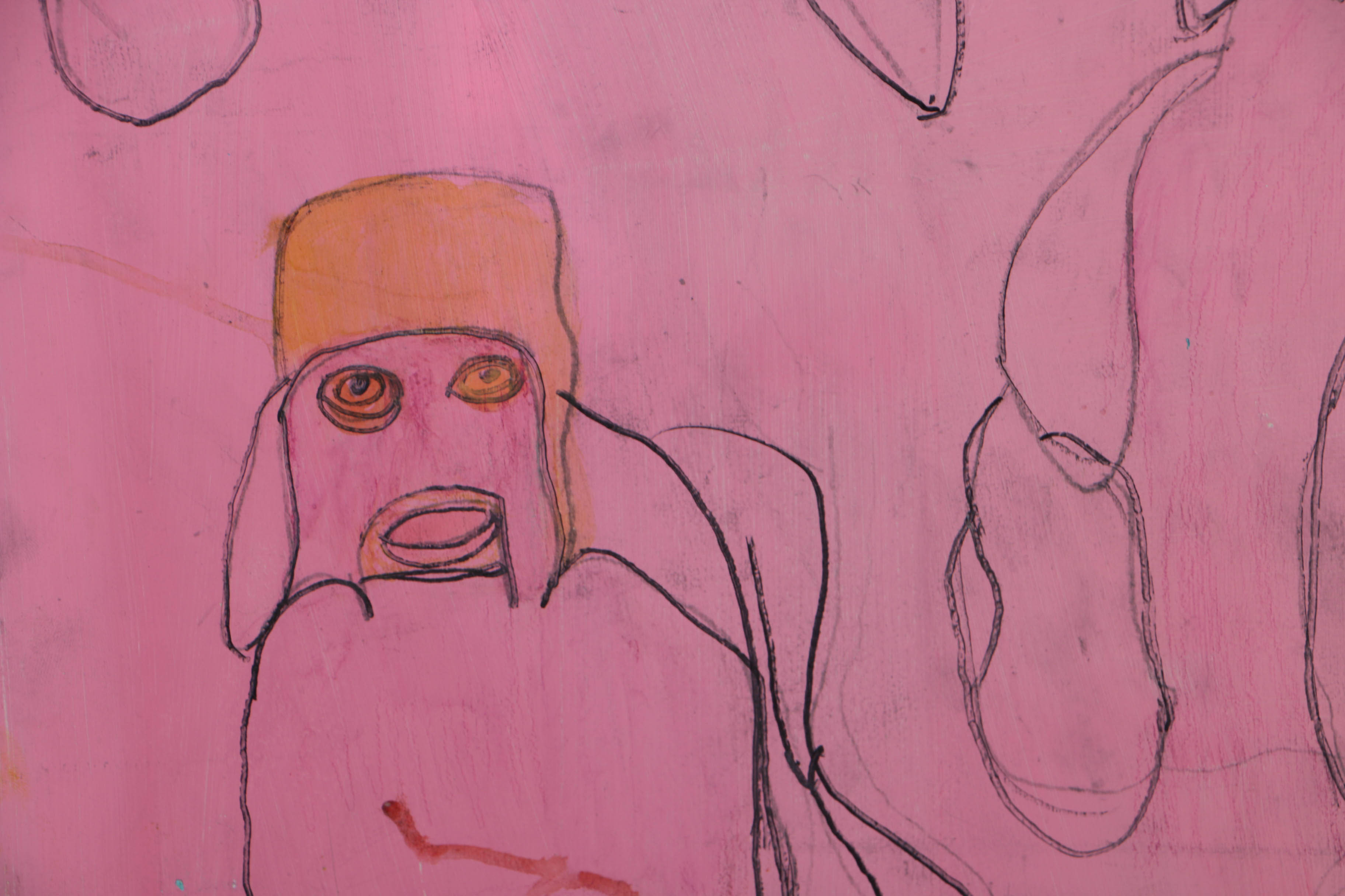 Emily Funk 2014 Mixed Media on Wood "Hulk Hogan"