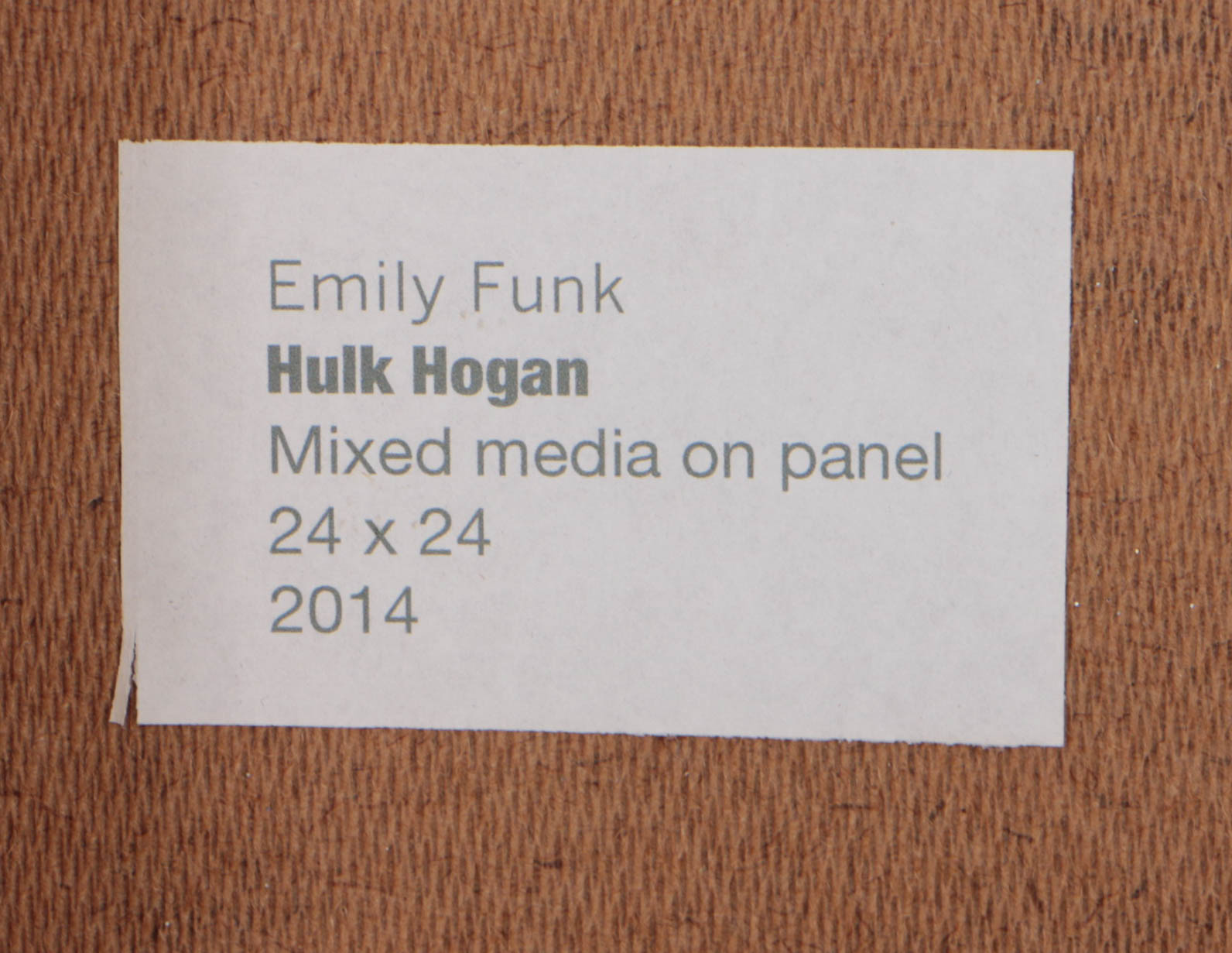 Emily Funk 2014 Mixed Media on Wood "Hulk Hogan"