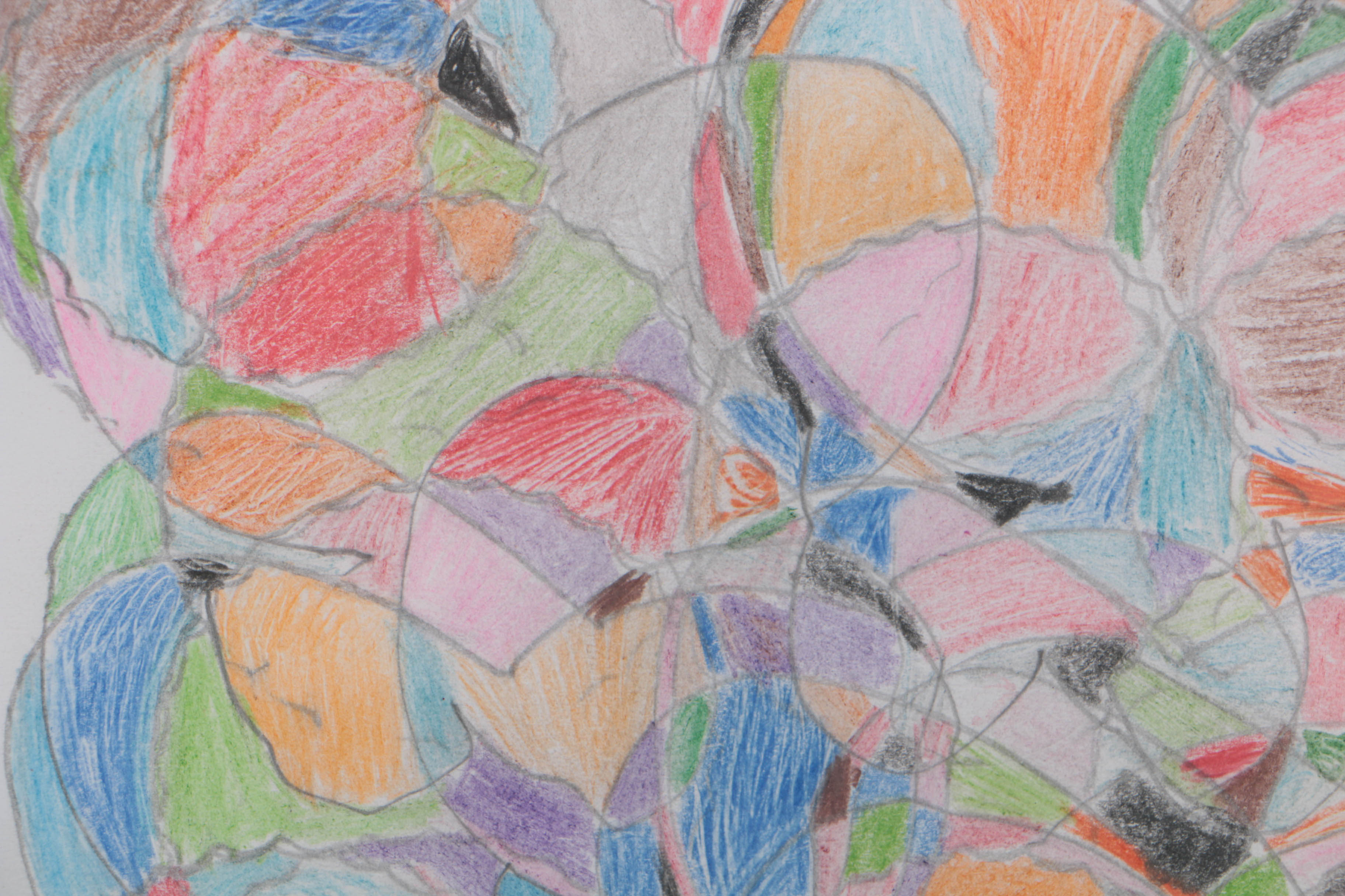 Linda Kunick Colored Pencil Drawing "Mess-up Picture with a Little Butterfly..."