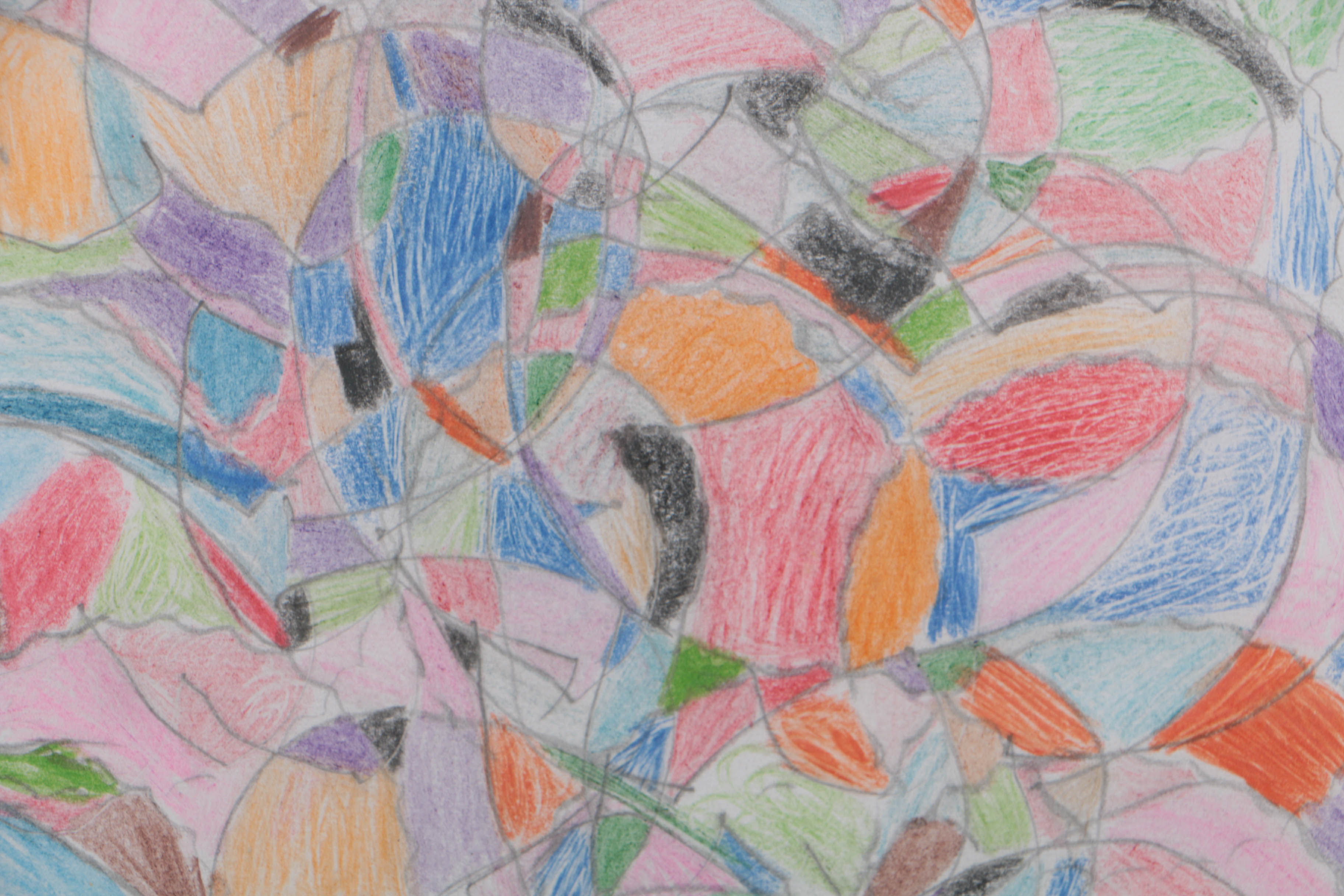 Linda Kunick Colored Pencil Drawing "Mess-up Picture with a Little Butterfly..."
