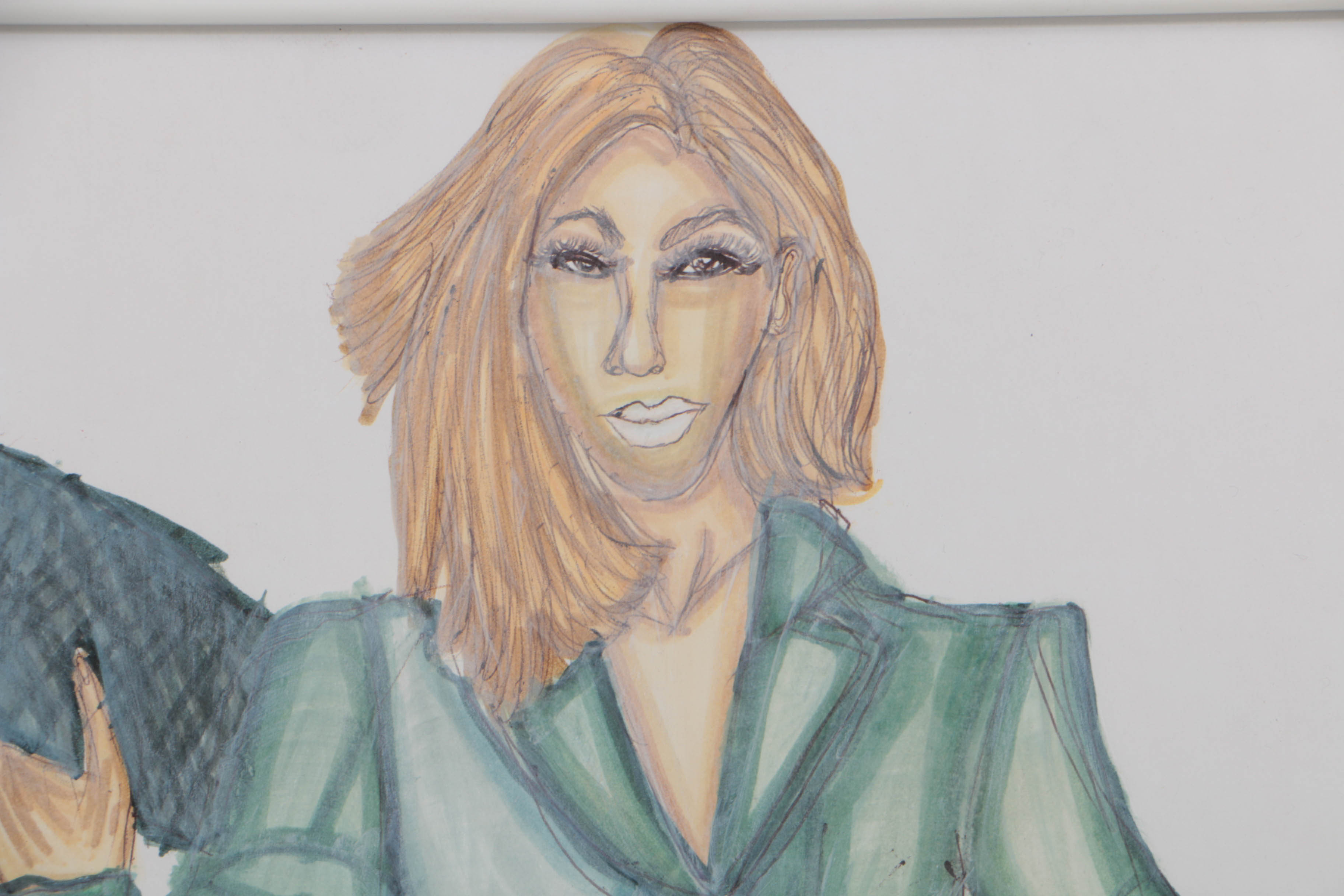 Nikki Martin 2016 Mixed Media Drawing on Mat Board "Lady Boss"