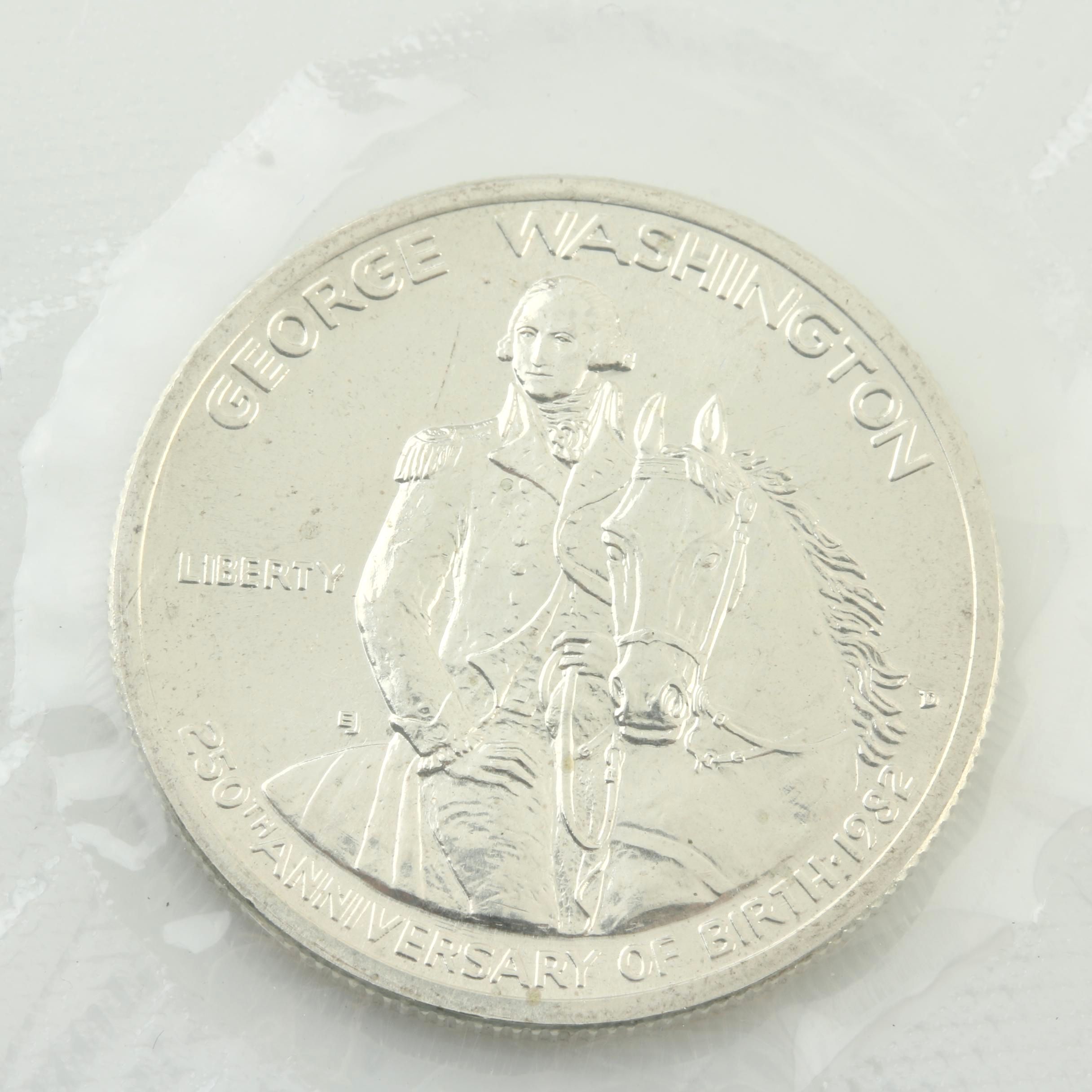 Two Uncirculated 1982 George Washington Commemorative Silver Half Dollars