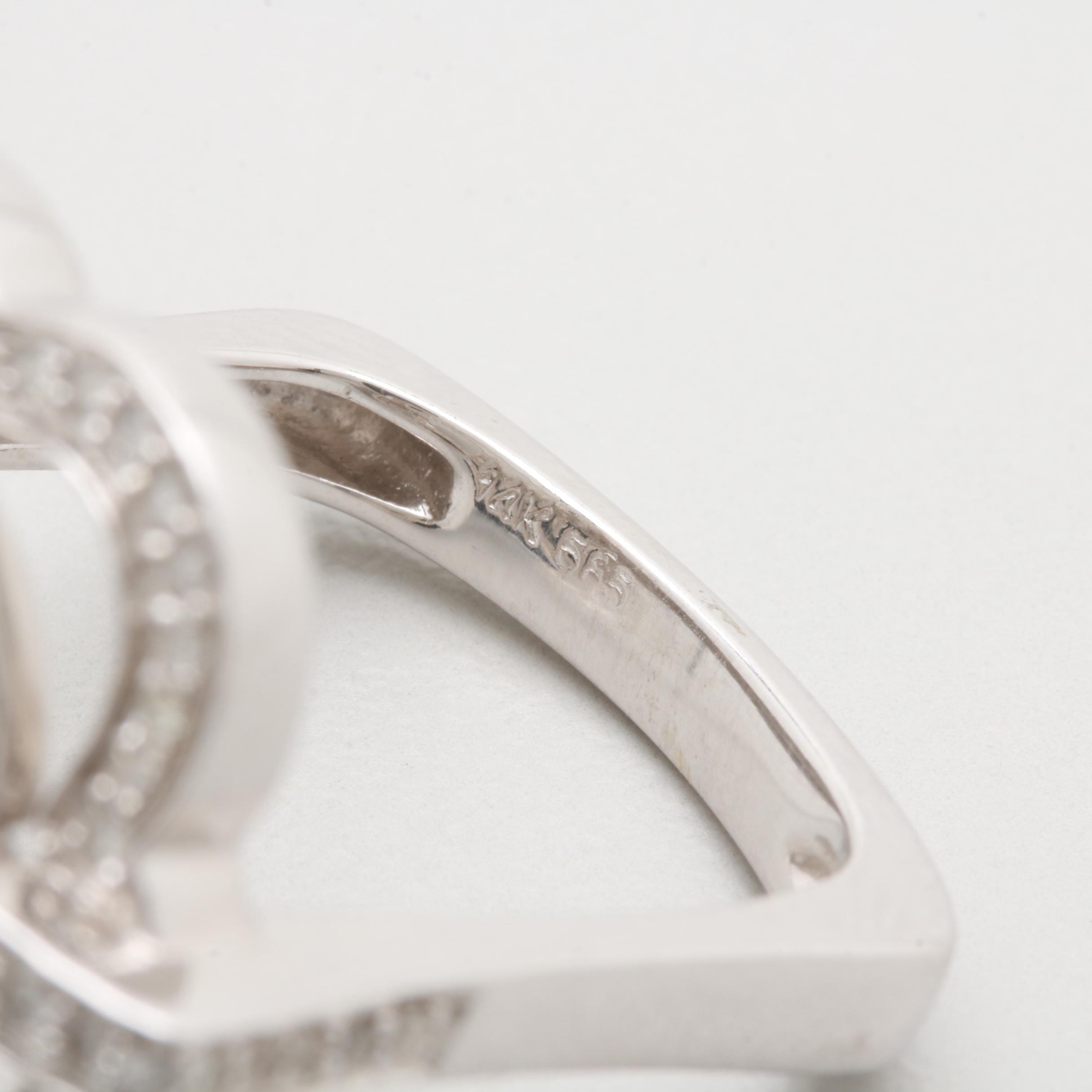 14K White Gold Diamond Openwork Ring