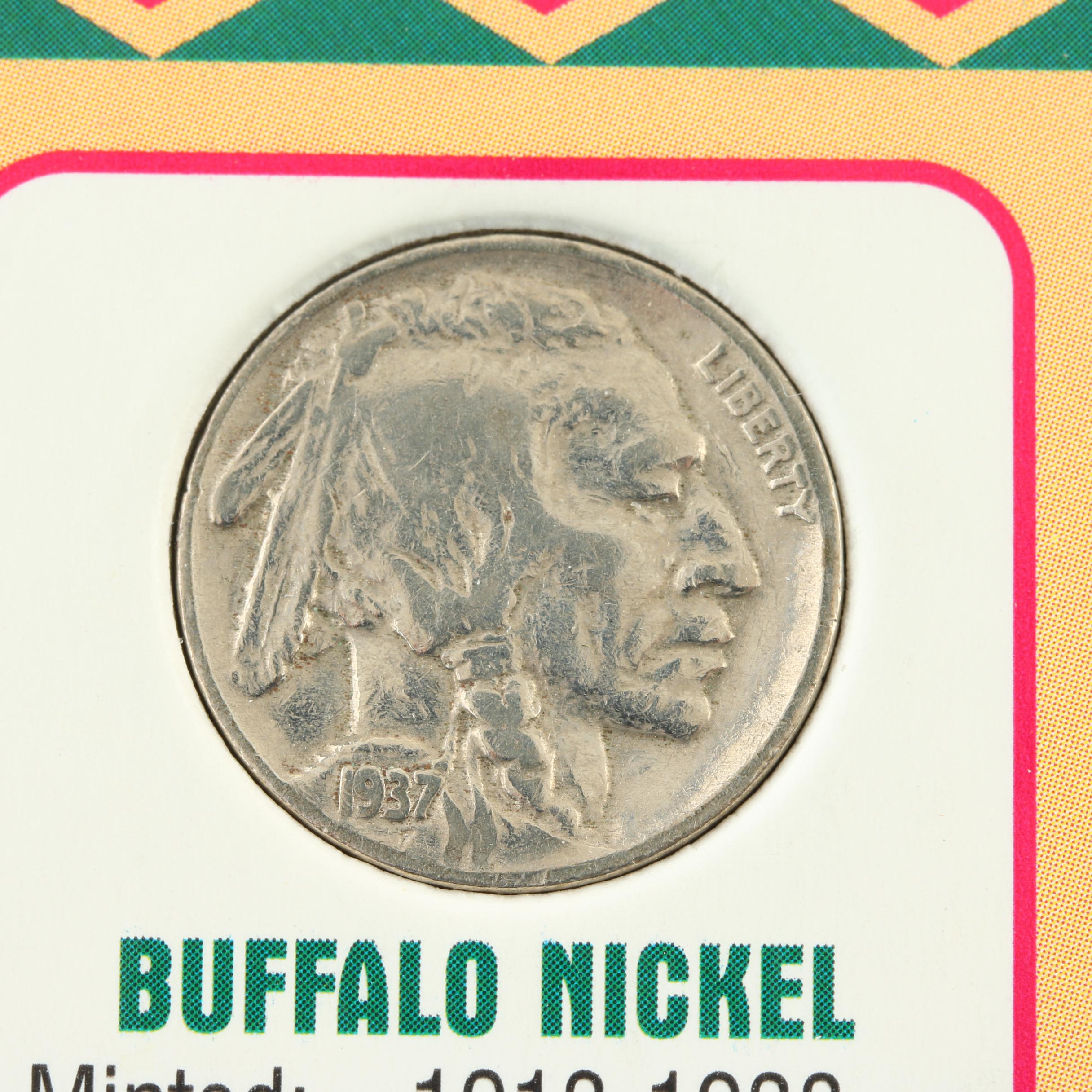 "Native American Arrowhead and Coin Collection" and a 3-Cent Nickel Coin