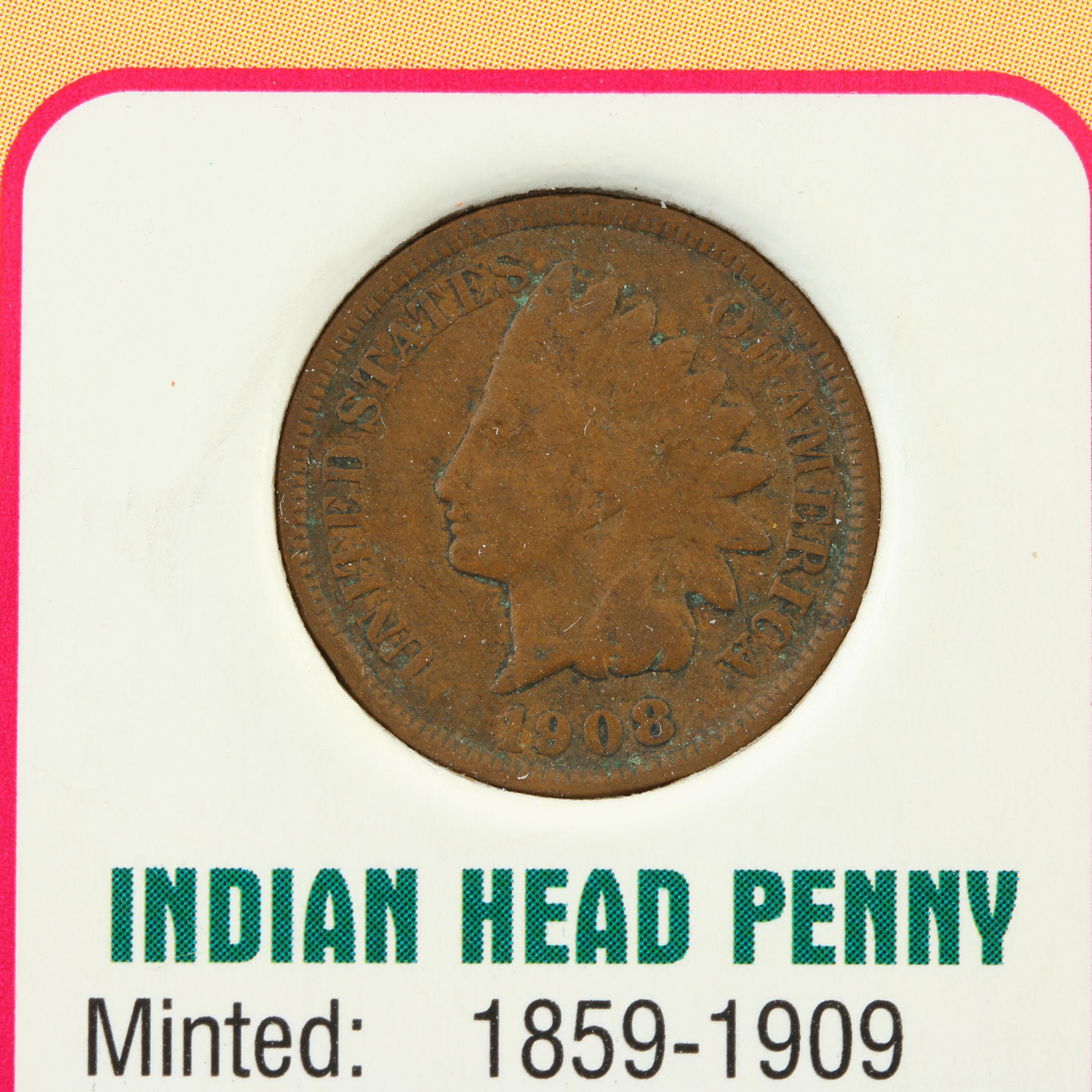 "Native American Arrowhead and Coin Collection" and a 3-Cent Nickel Coin