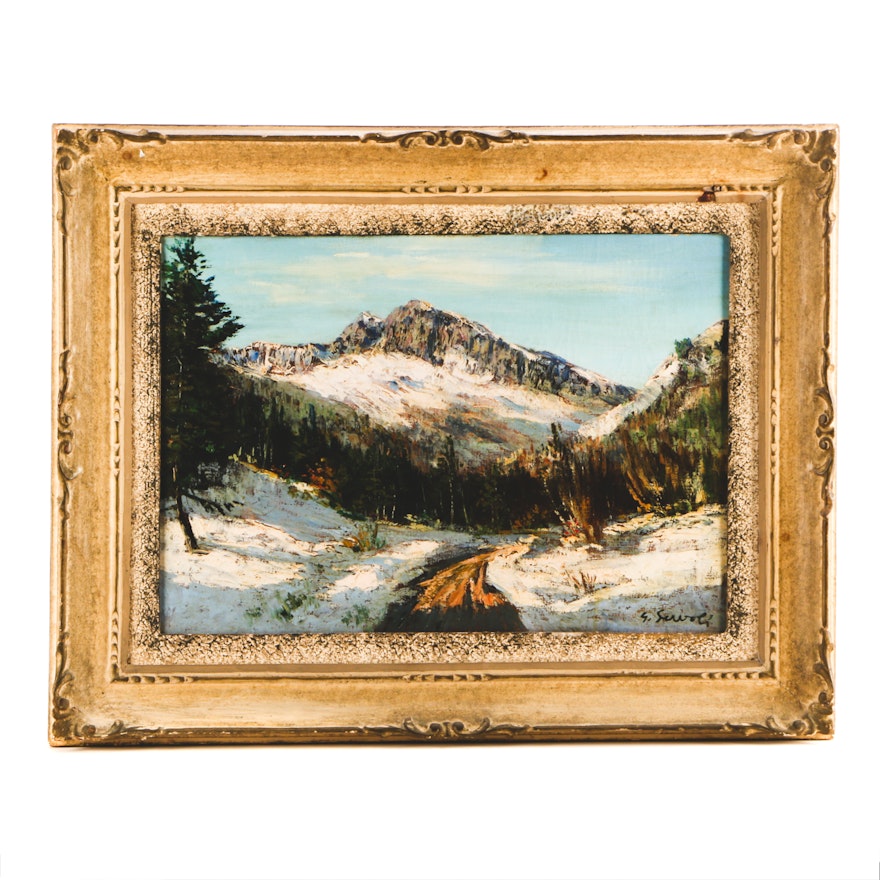 G. Servoli Oil Painting on Canvas of Mountain Landscape