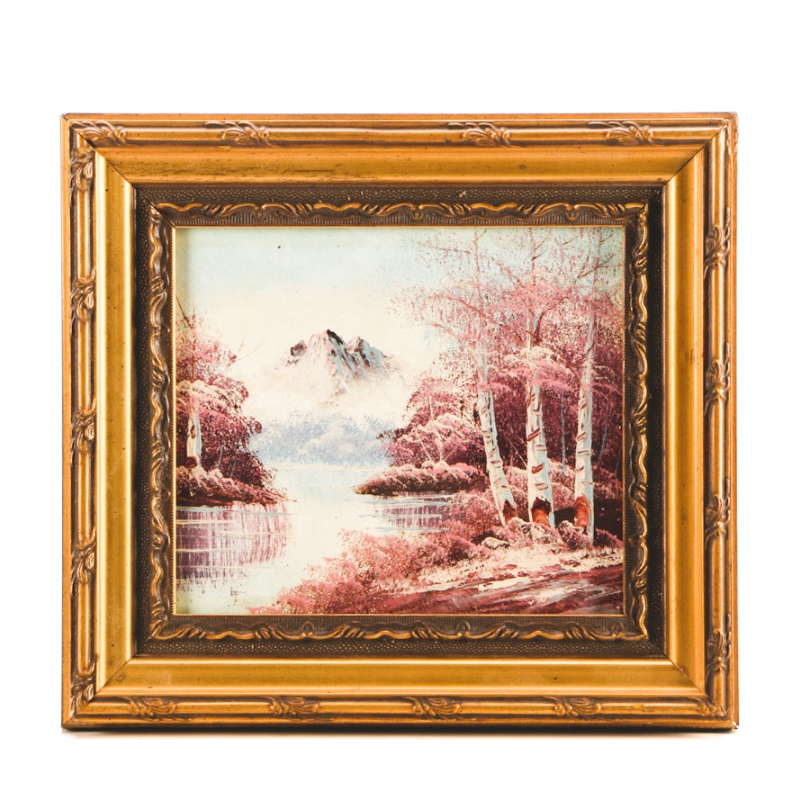 Mid-Century Oil on Panel Landscape Painting