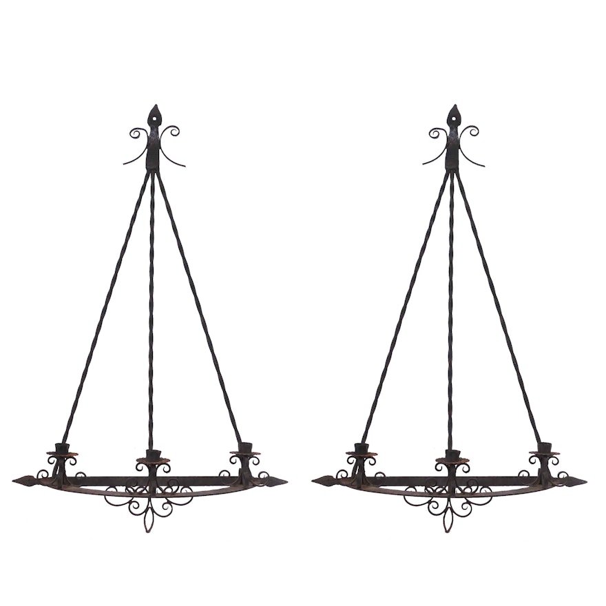 Wrought Iron Wall-Mounted Candle Sconces