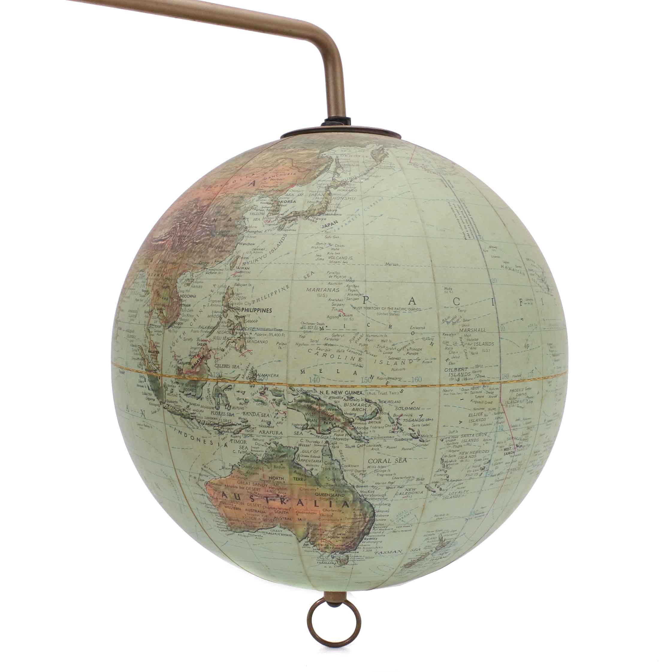 Mid Century Modern Replogle Adjustable Wall Mount Electric Globe