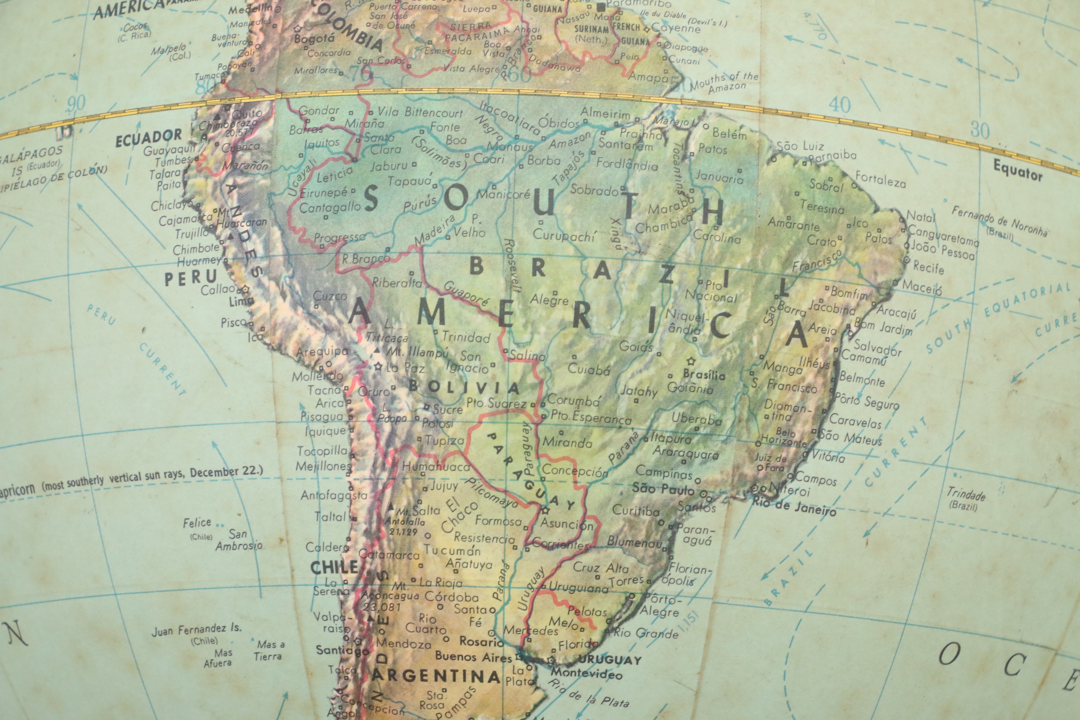 Mid Century Modern Replogle Adjustable Wall Mount Electric Globe