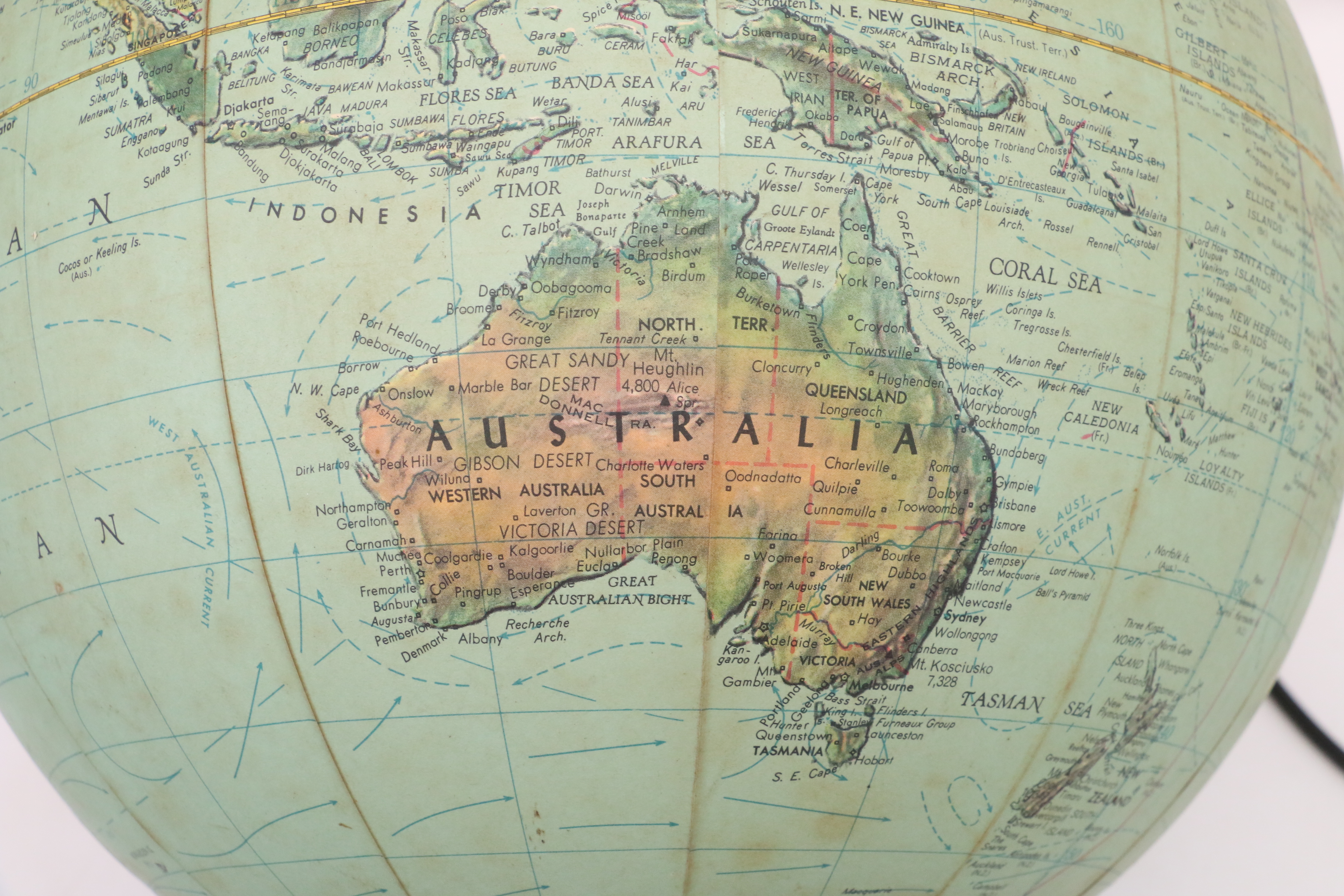 Mid Century Modern Replogle Adjustable Wall Mount Electric Globe