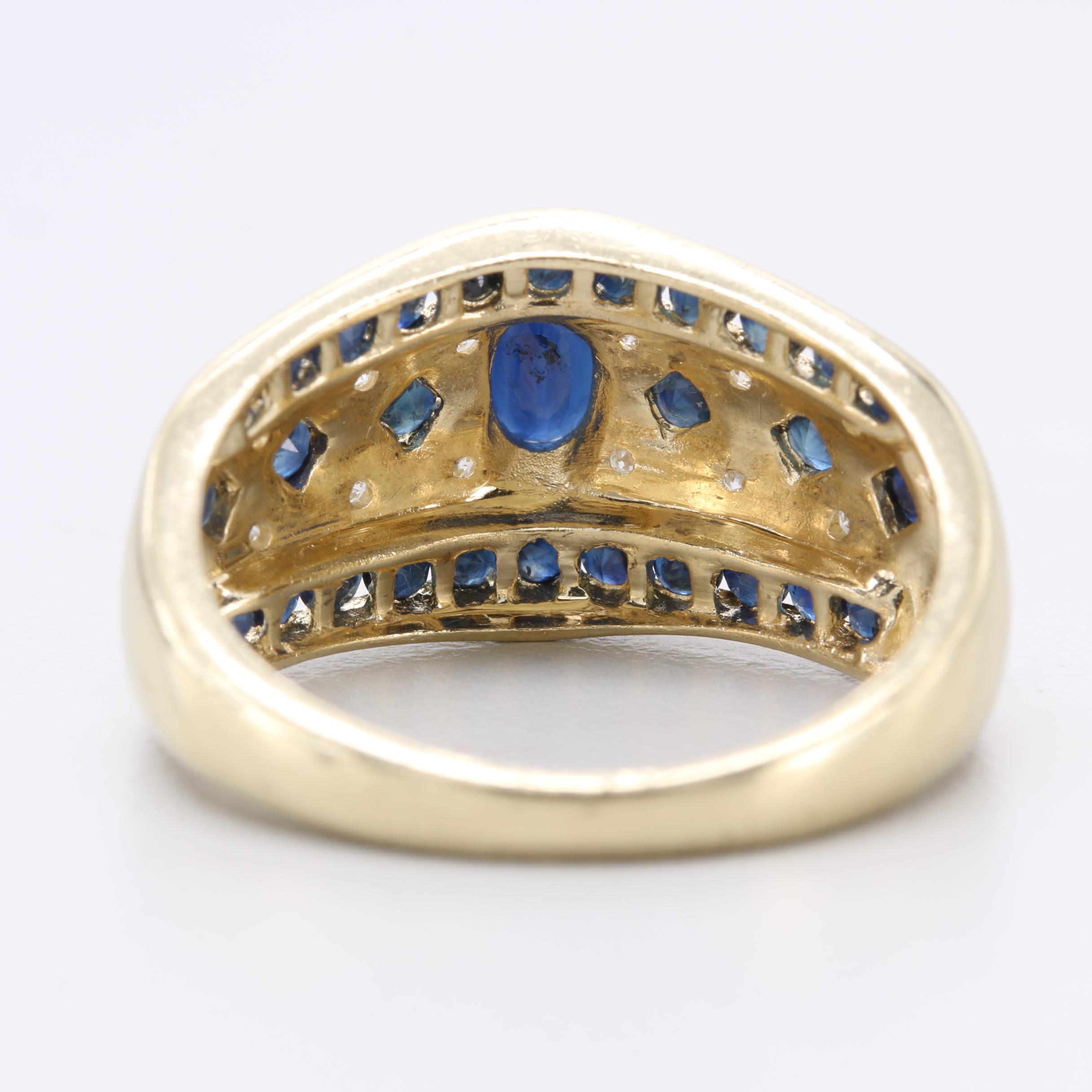 14K Yellow Gold Sapphire and Diamond Ring