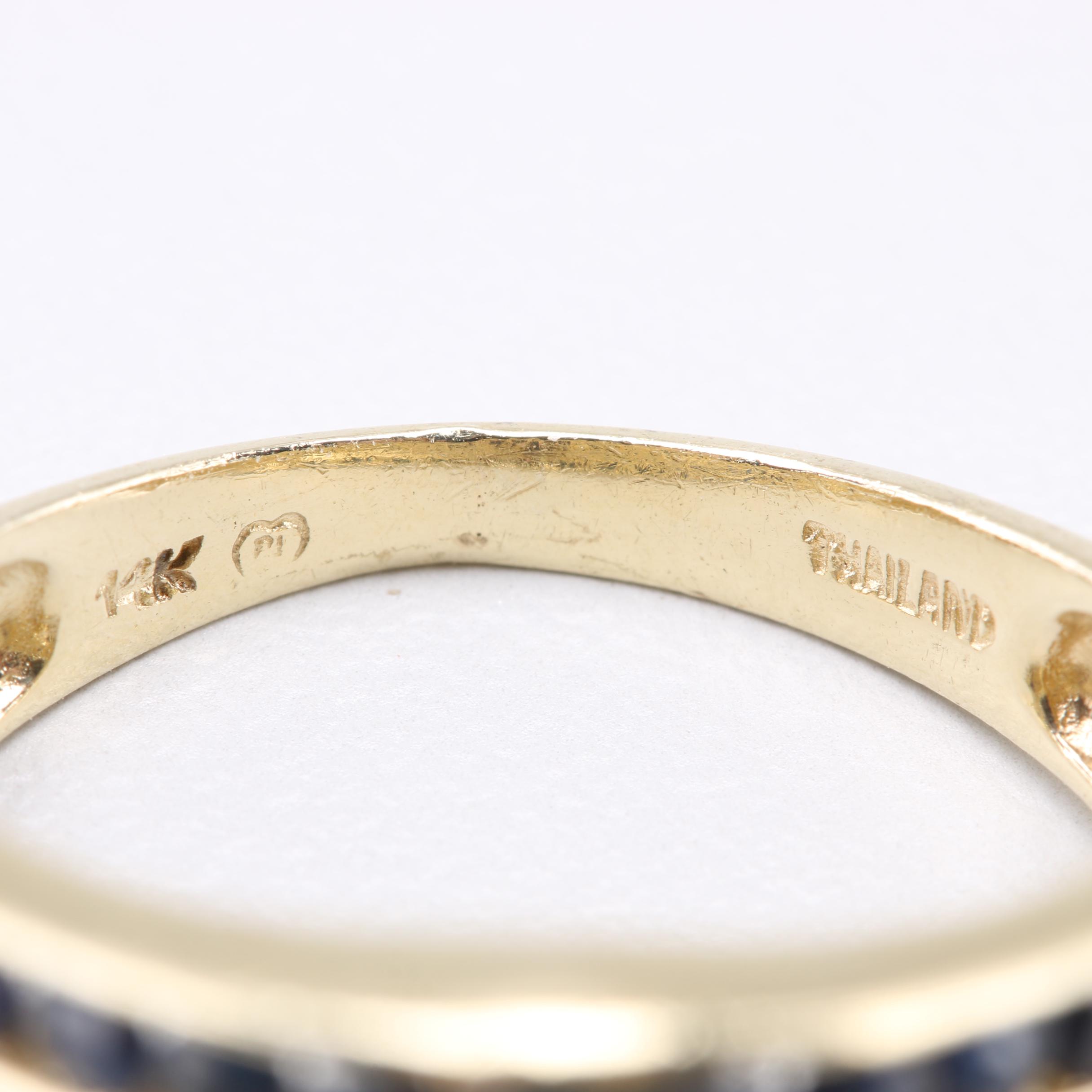 14K Yellow Gold Sapphire and Diamond Ring