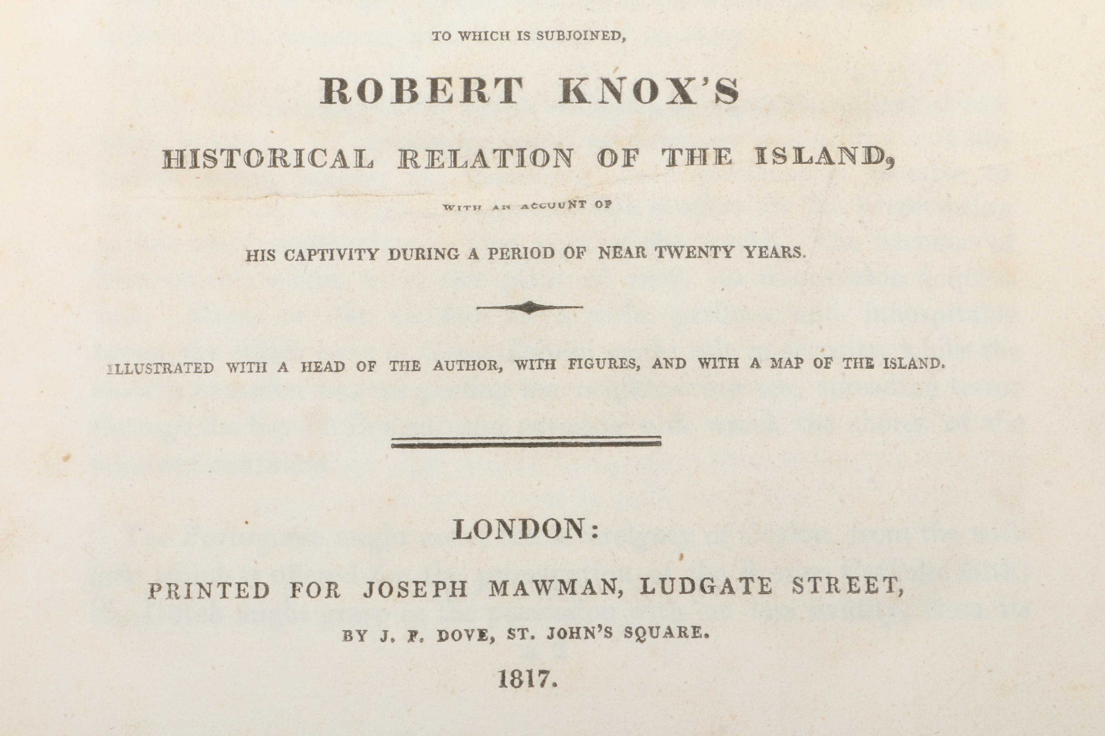 1817 "The History of Ceylon From the Earliest Period to [1815]"