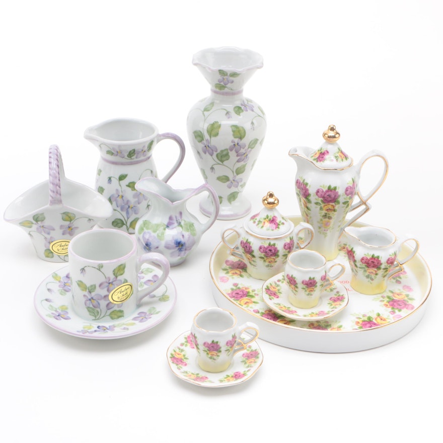Miniature Porcelain Tea Sets Including Andrea By Sadek