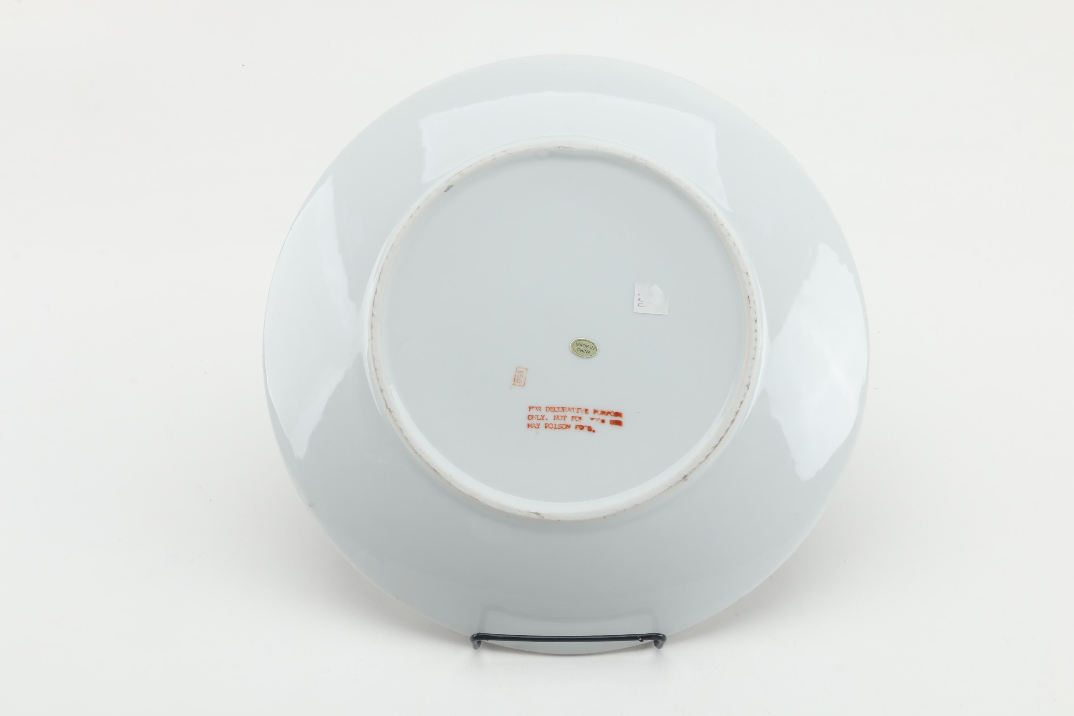 Chinese Decorative Ceramic Plates Featuring Floral and Bird Motifs