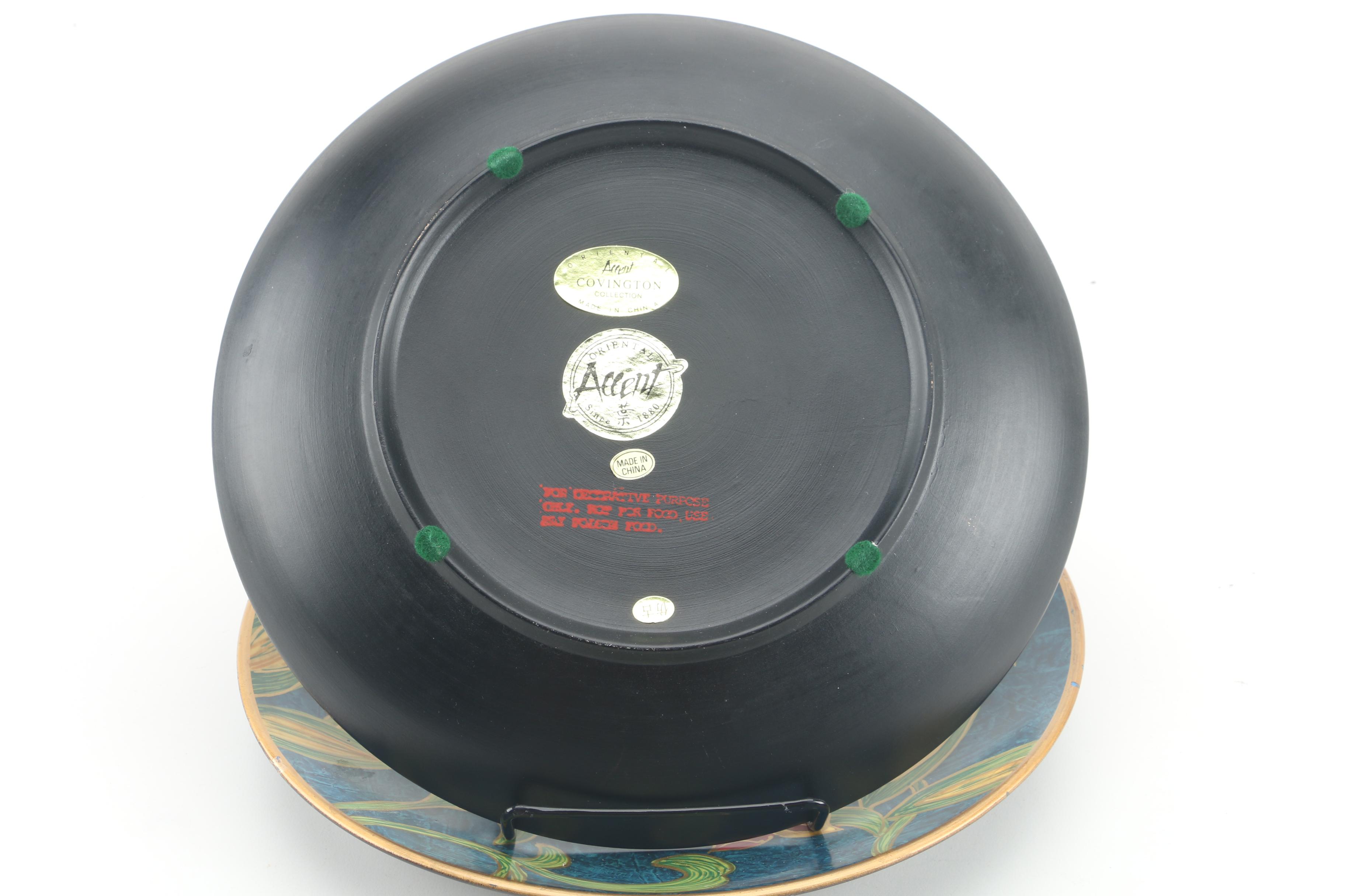 Chinese Decorative Ceramic Plates Featuring Floral and Bird Motifs