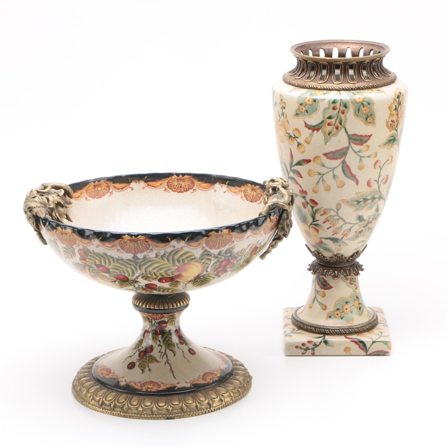 Dominic Decorative Ceramic Vase and Compote
