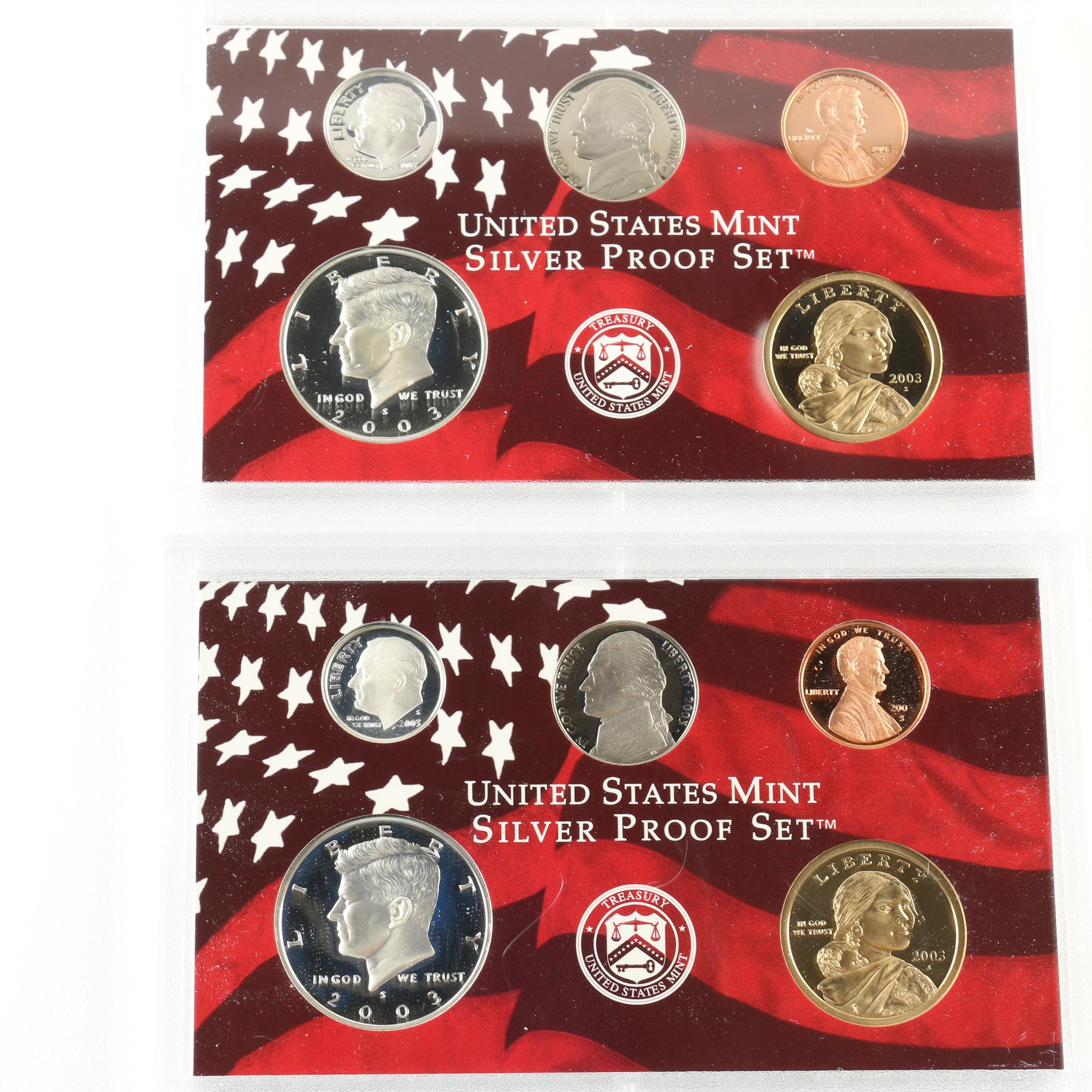 Partial 2002 and 2003 United States Mint Silver Proof Sets