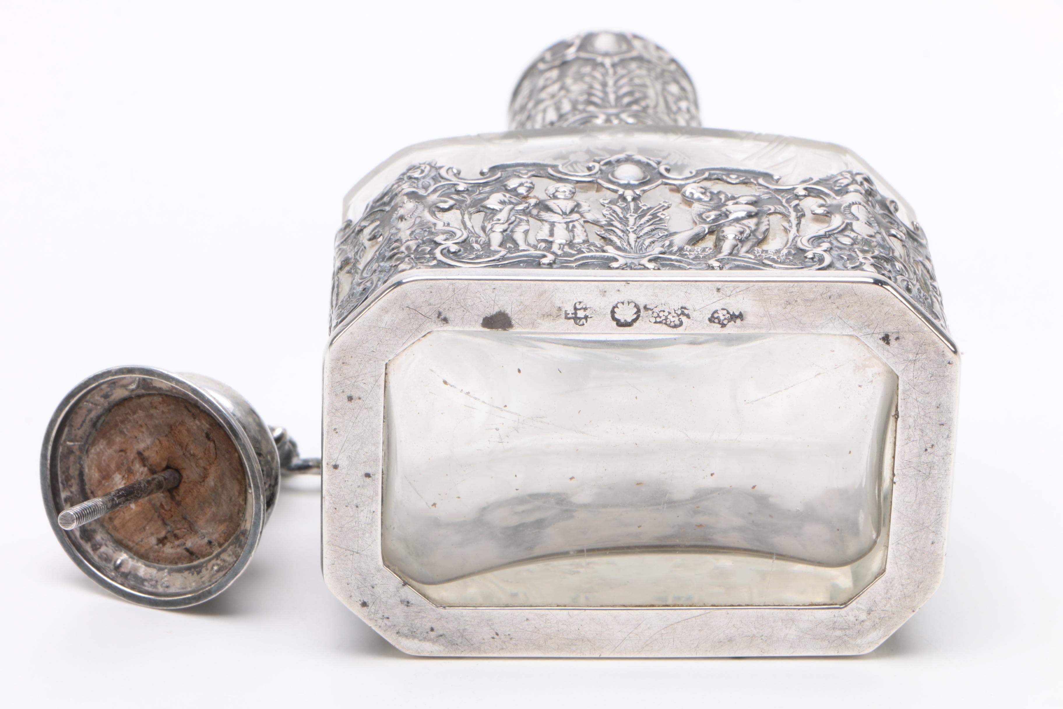 Storck & Sinsheimer Hanau 800 Silver Mounted Glass Bottle with Stopper