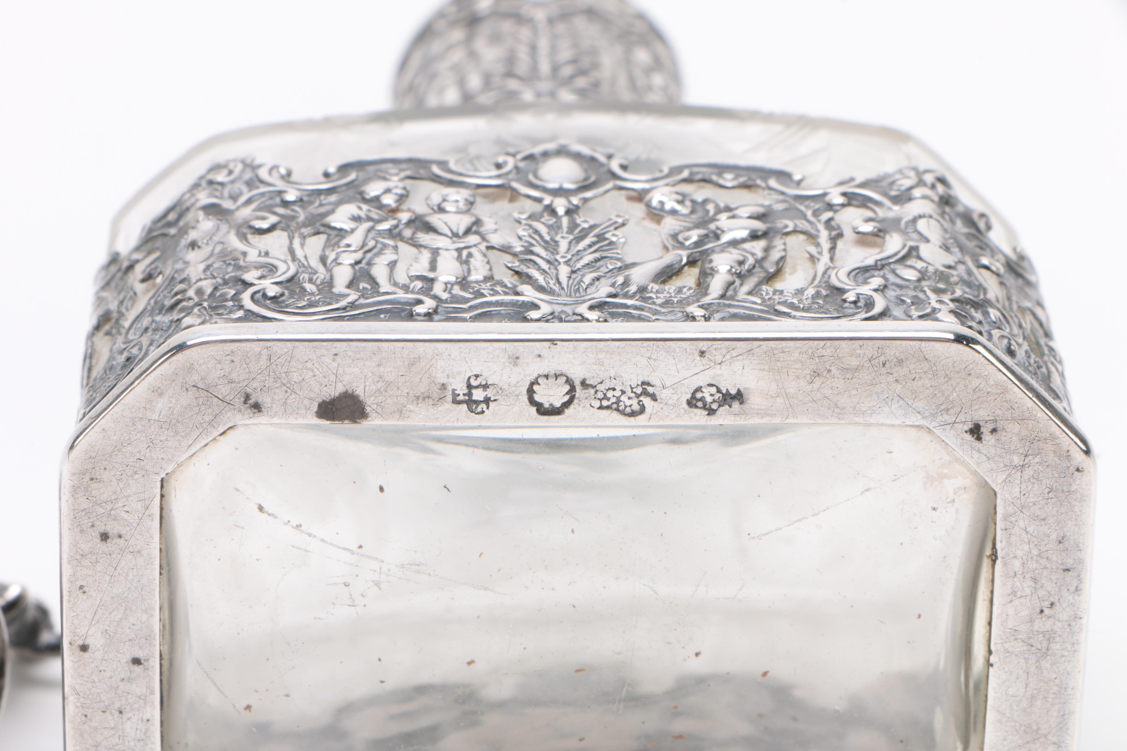 Storck & Sinsheimer Hanau 800 Silver Mounted Glass Bottle with Stopper