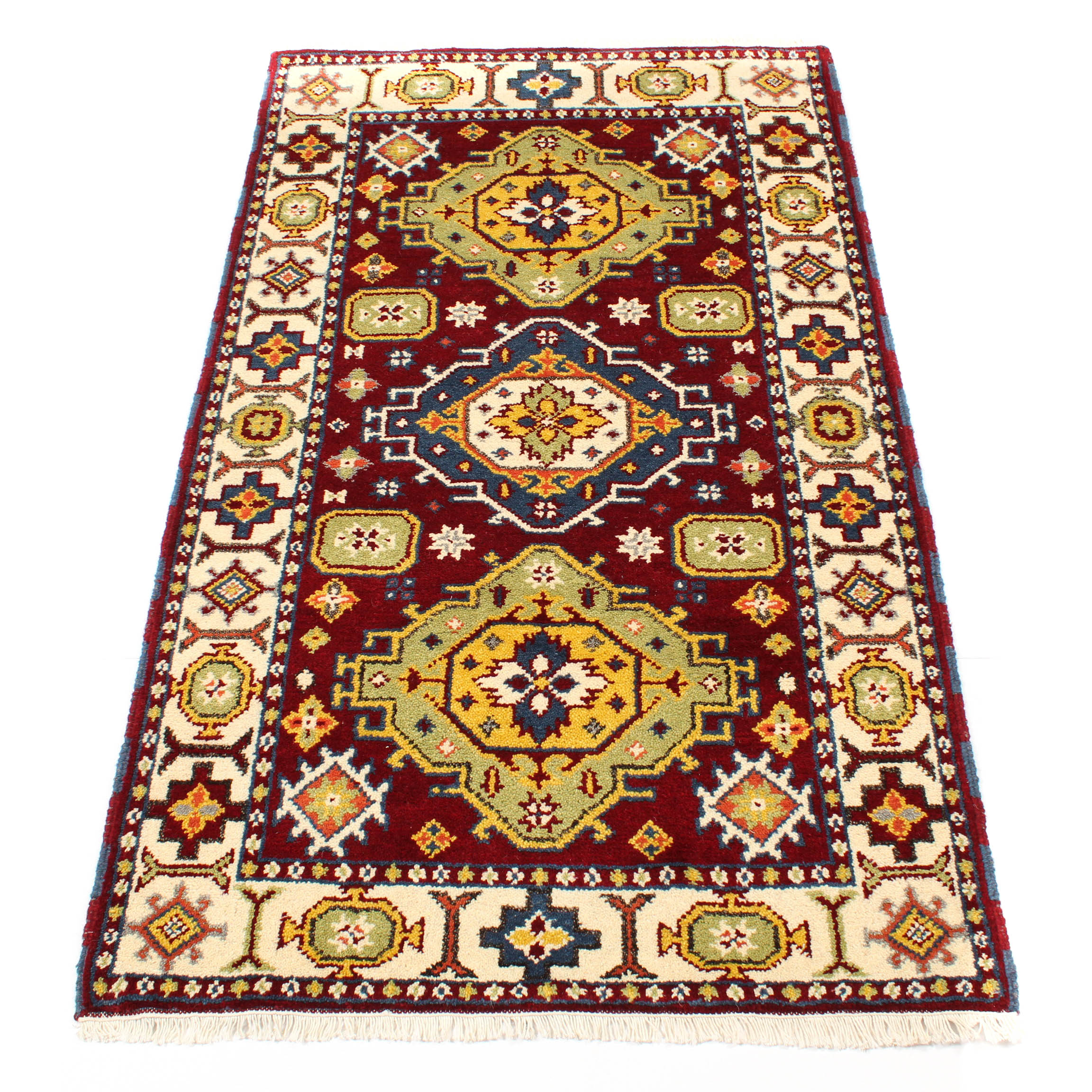Hand-Knotted Indo-Caucasian Kazak Rug
