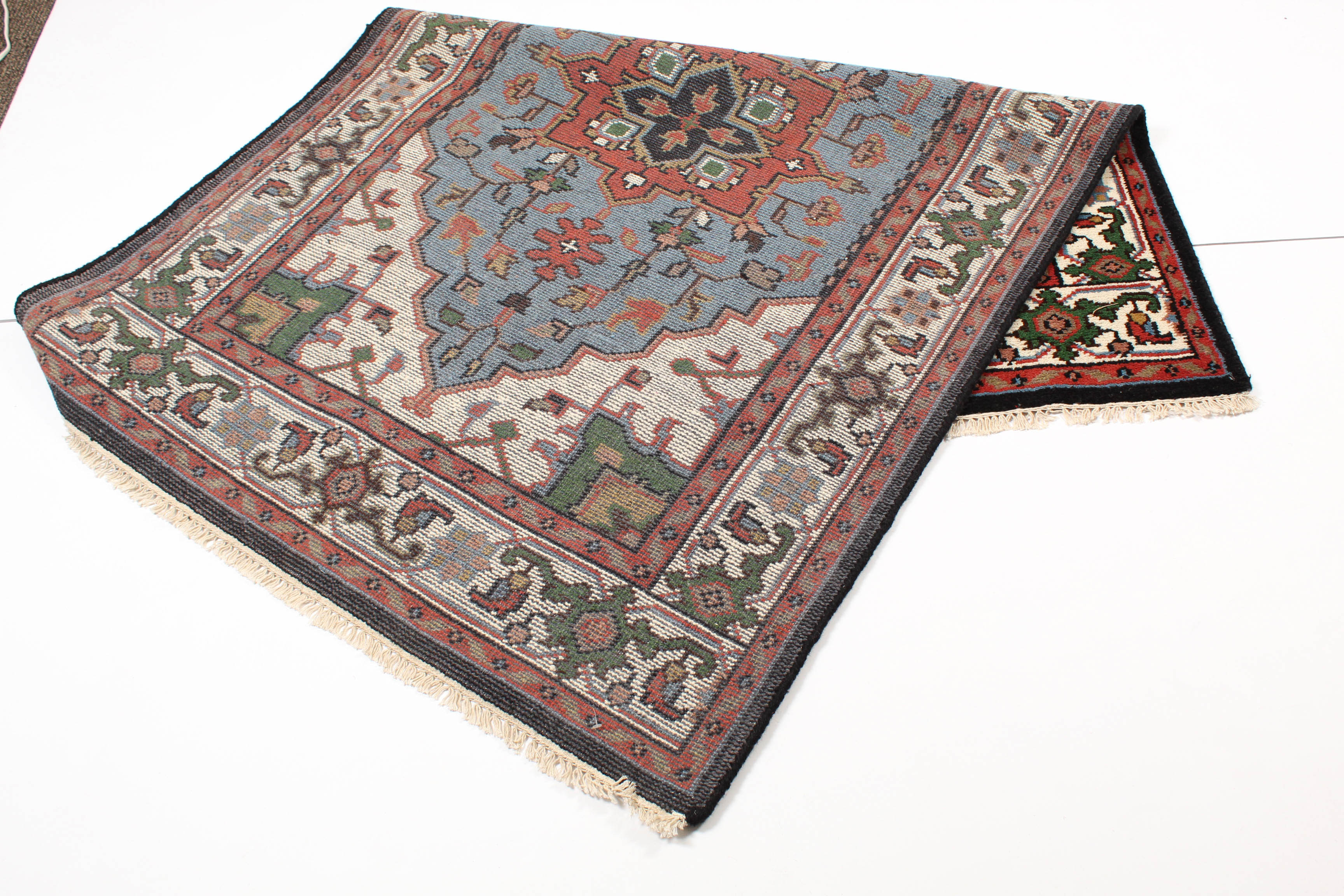 Indo-Persian Hand-Knotted Heriz Rug