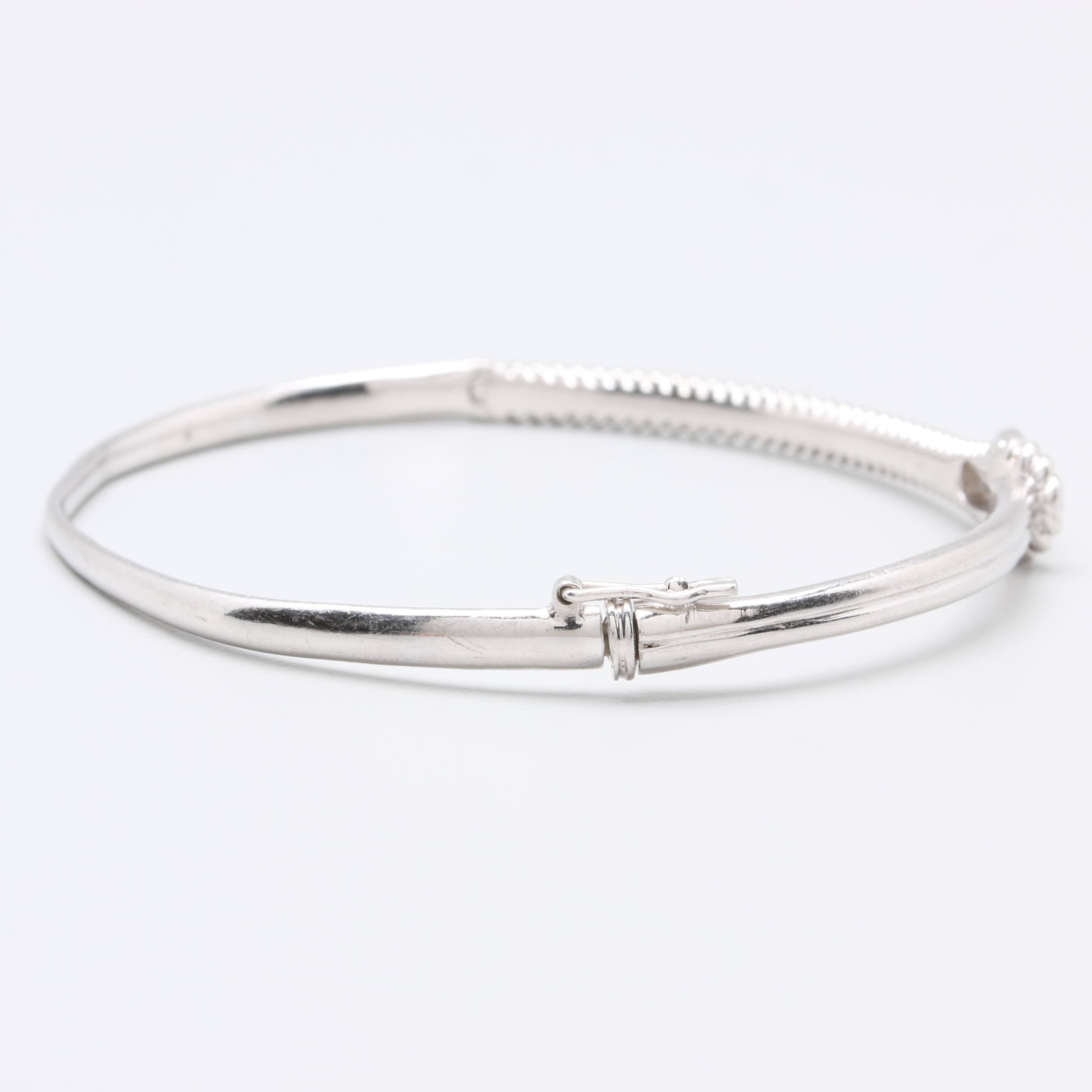 Sterling Silver Bangle Bracelet With Diamond Accent