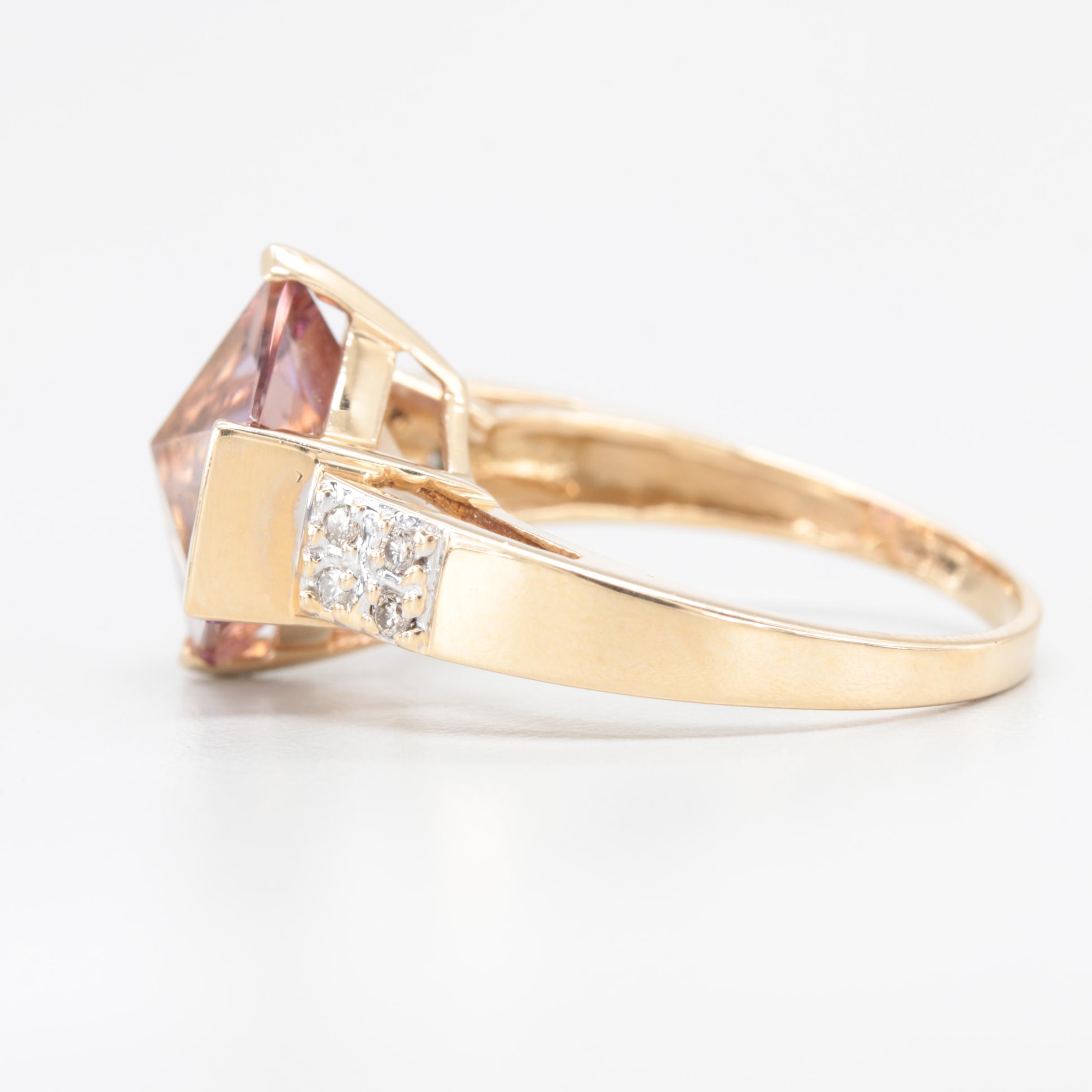14K Yellow Gold Ametrine and Diamond Ring