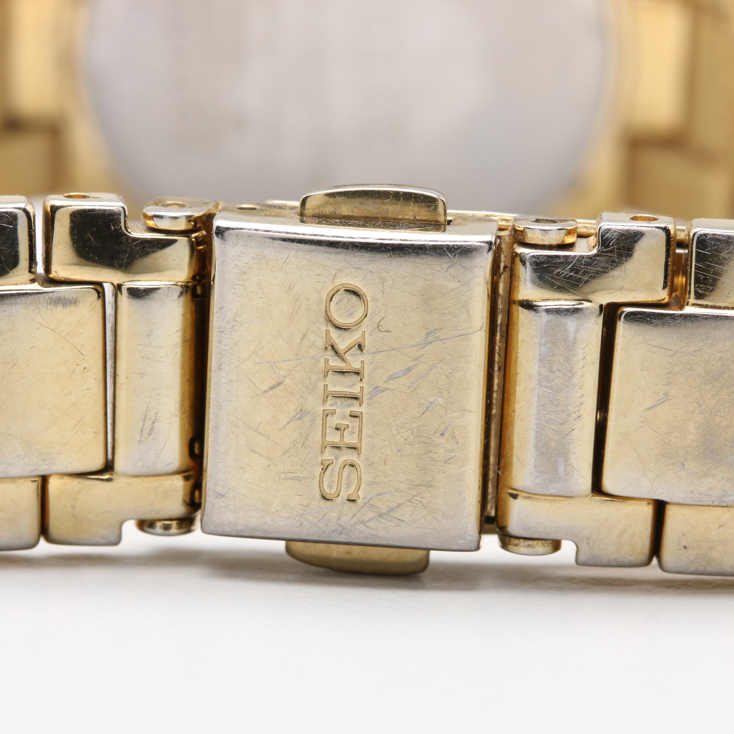 Seiko Stainless Steel Mother of Pearl and Diamond Analog Watch