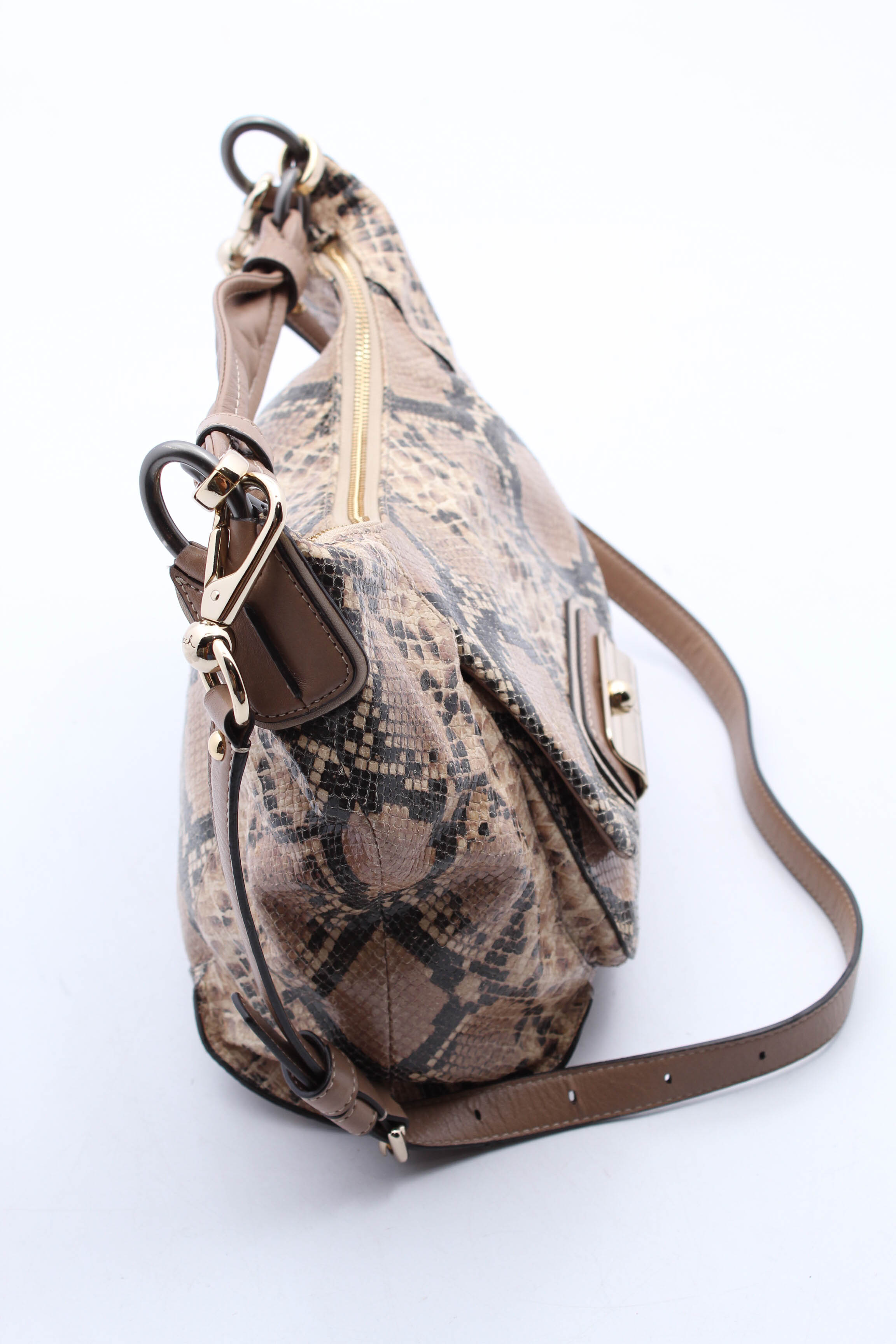 Coach Kristin Python Embossed Leather Hobo Handbag