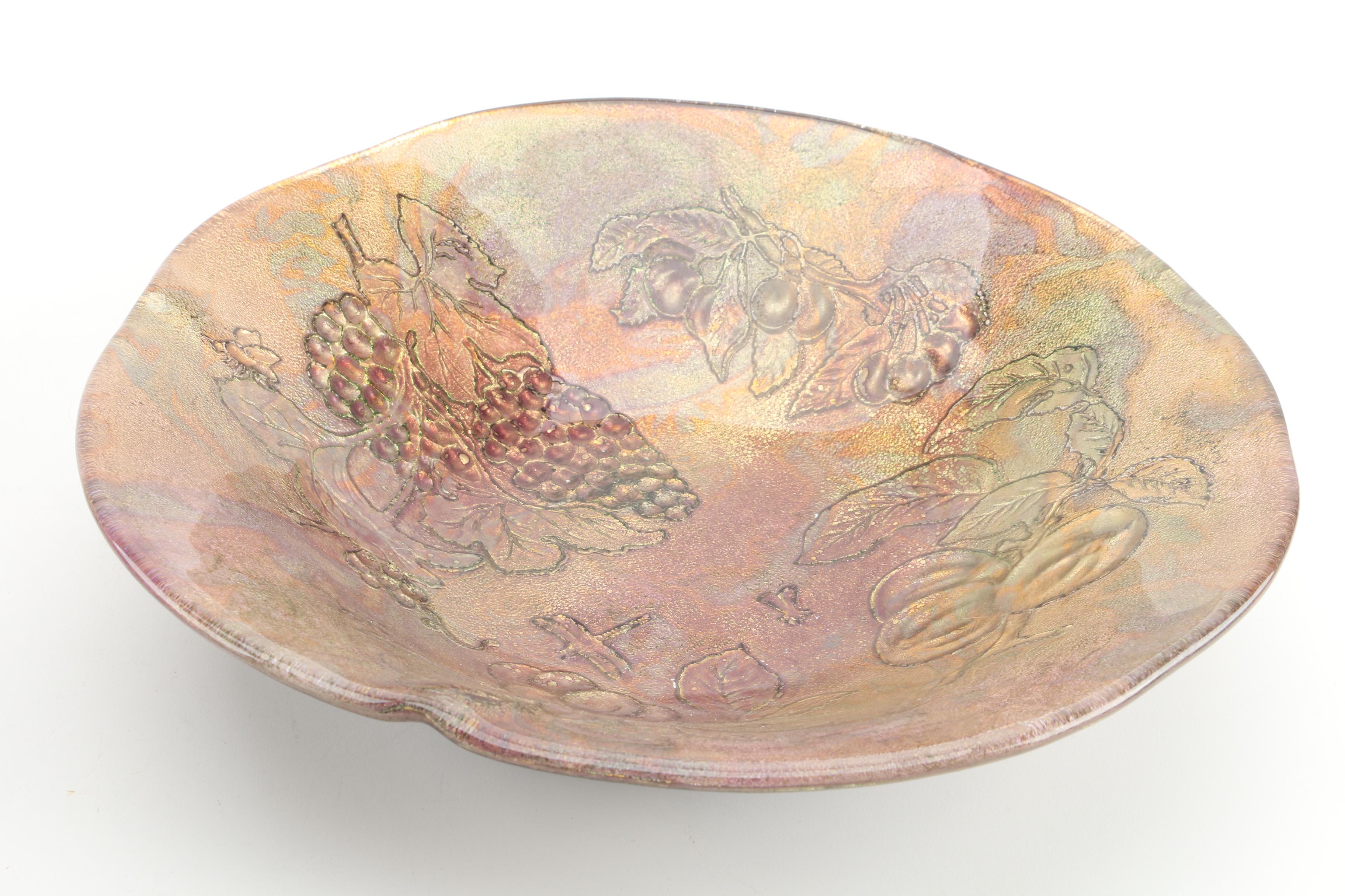 Decorative Glass Bowl with Ceramic Fruit