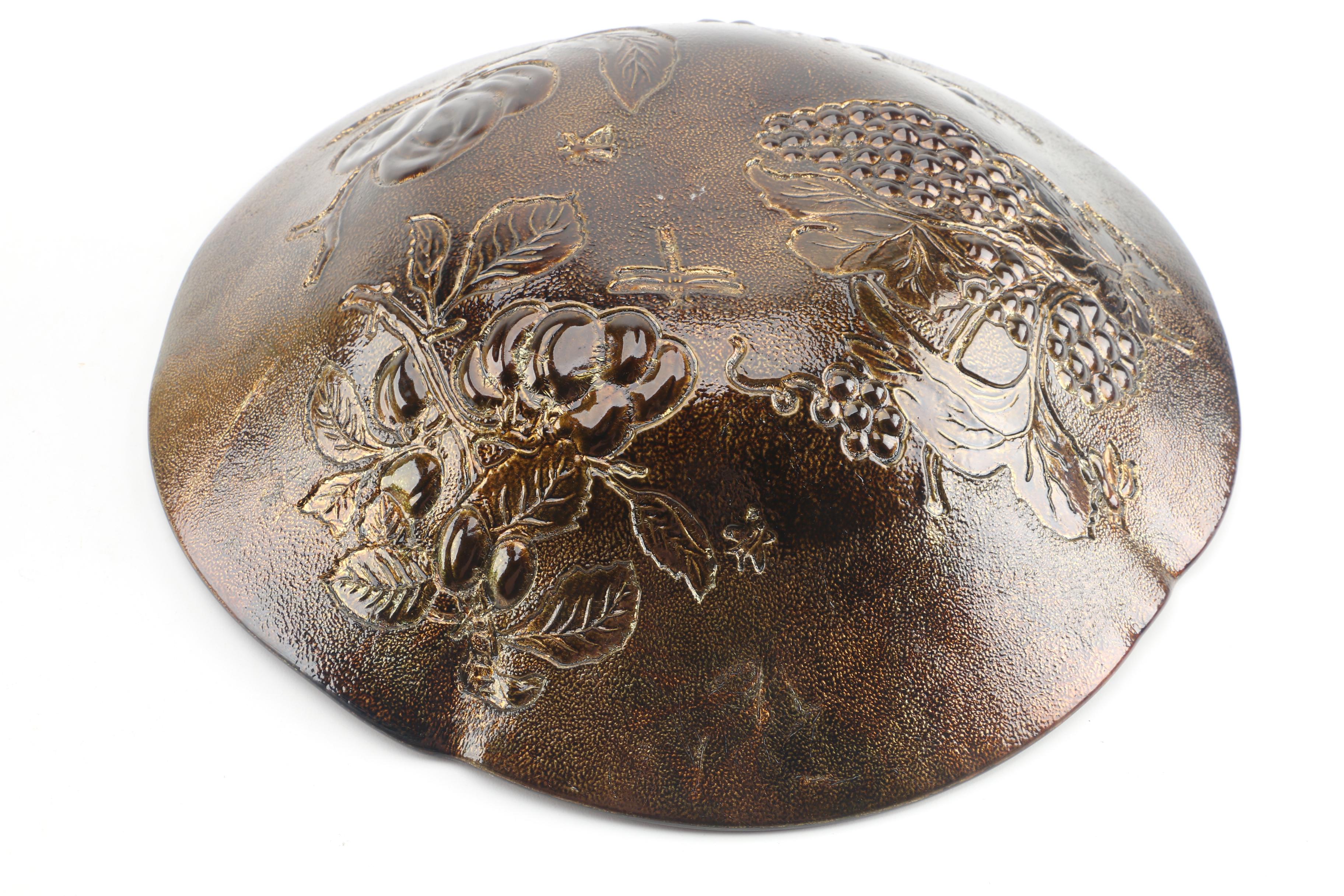 Decorative Glass Bowl with Ceramic Fruit