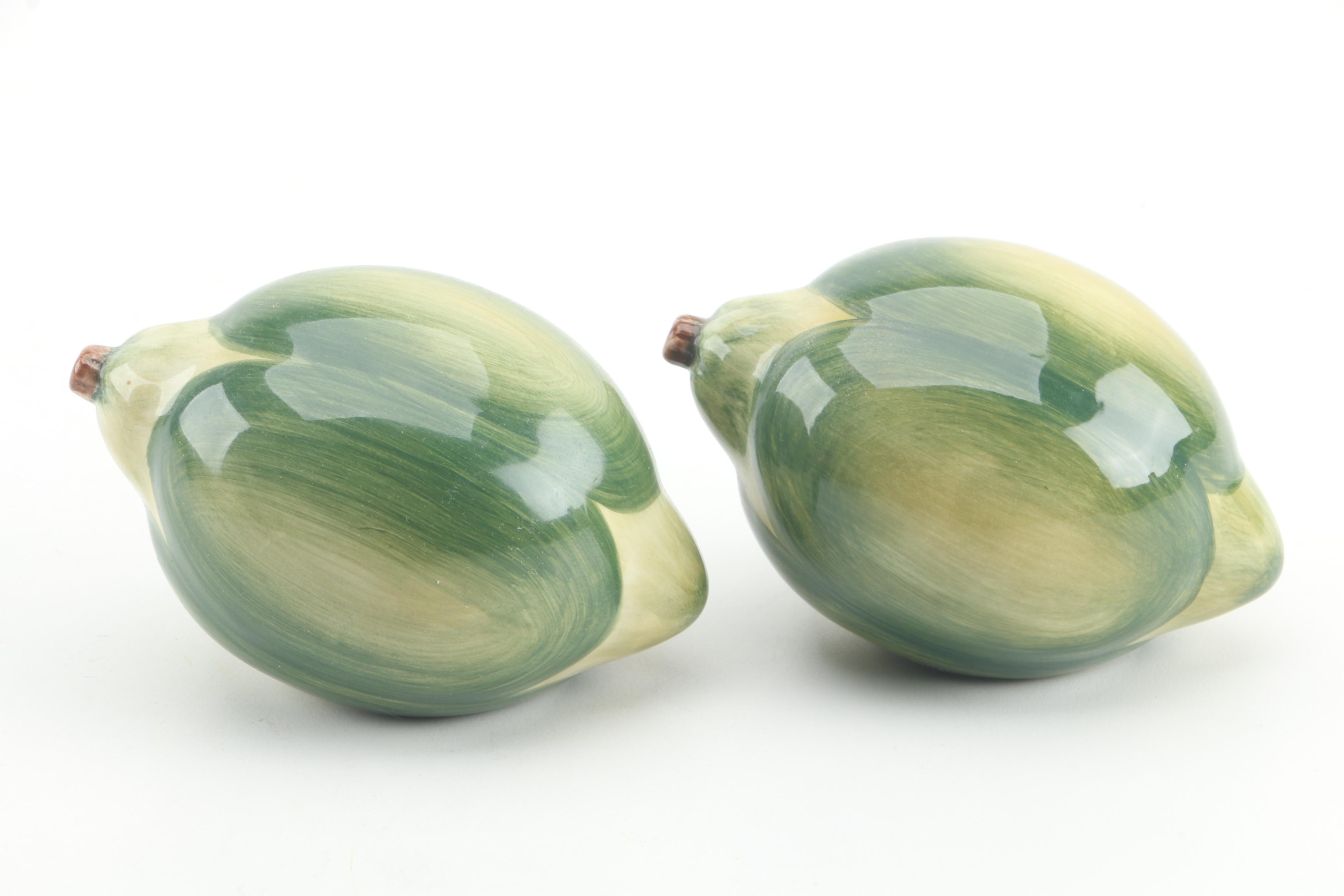 Decorative Glass Bowl with Ceramic Fruit