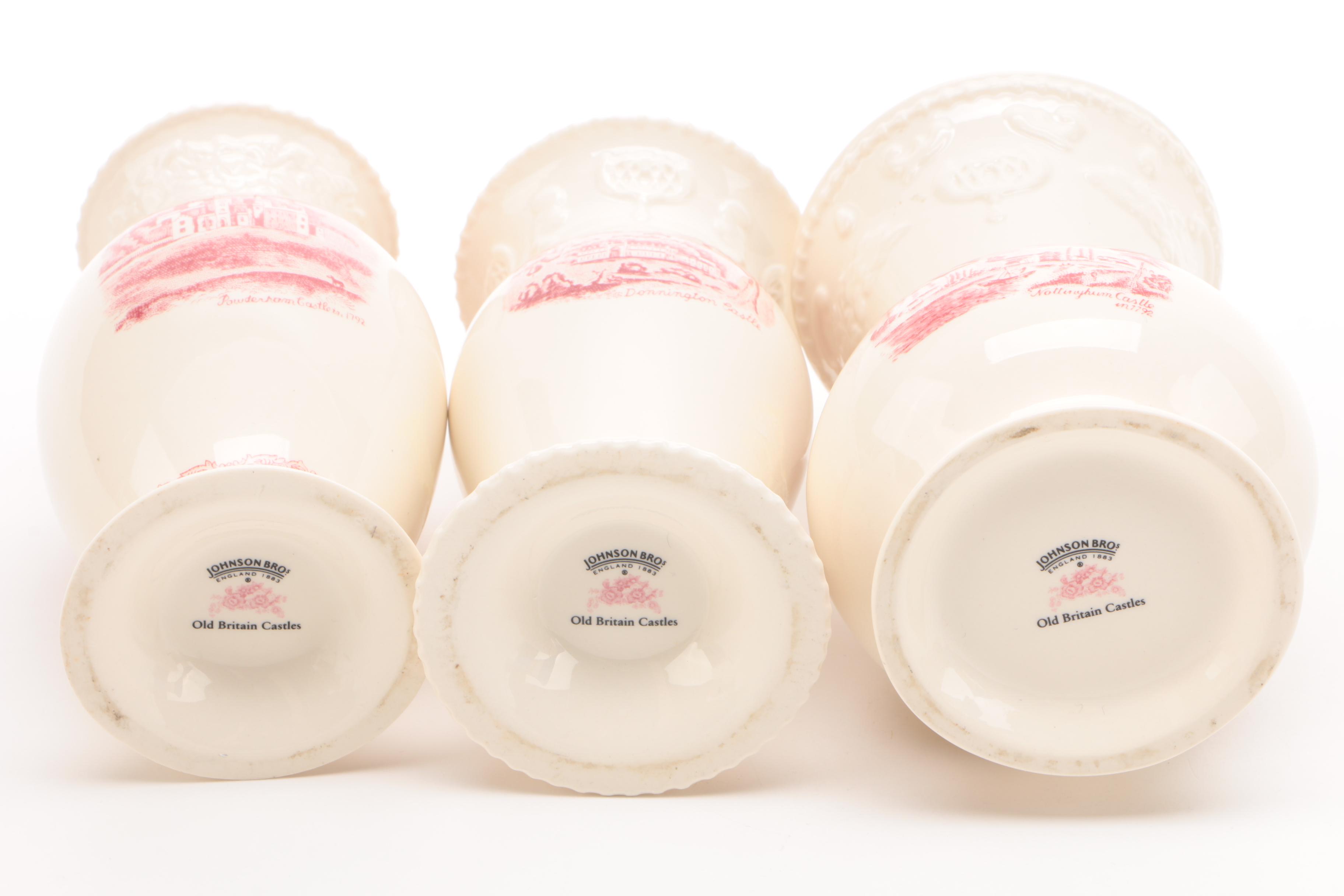 Johnson Brothers "Old Britain Castles" Vases, Adams Egg Cup, and Volkstedt Vase