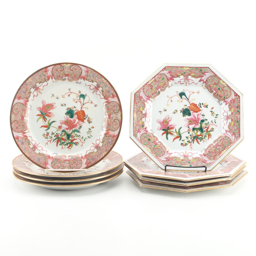 Chinese Hand-Embellished Decorative Floral-Themed Plates