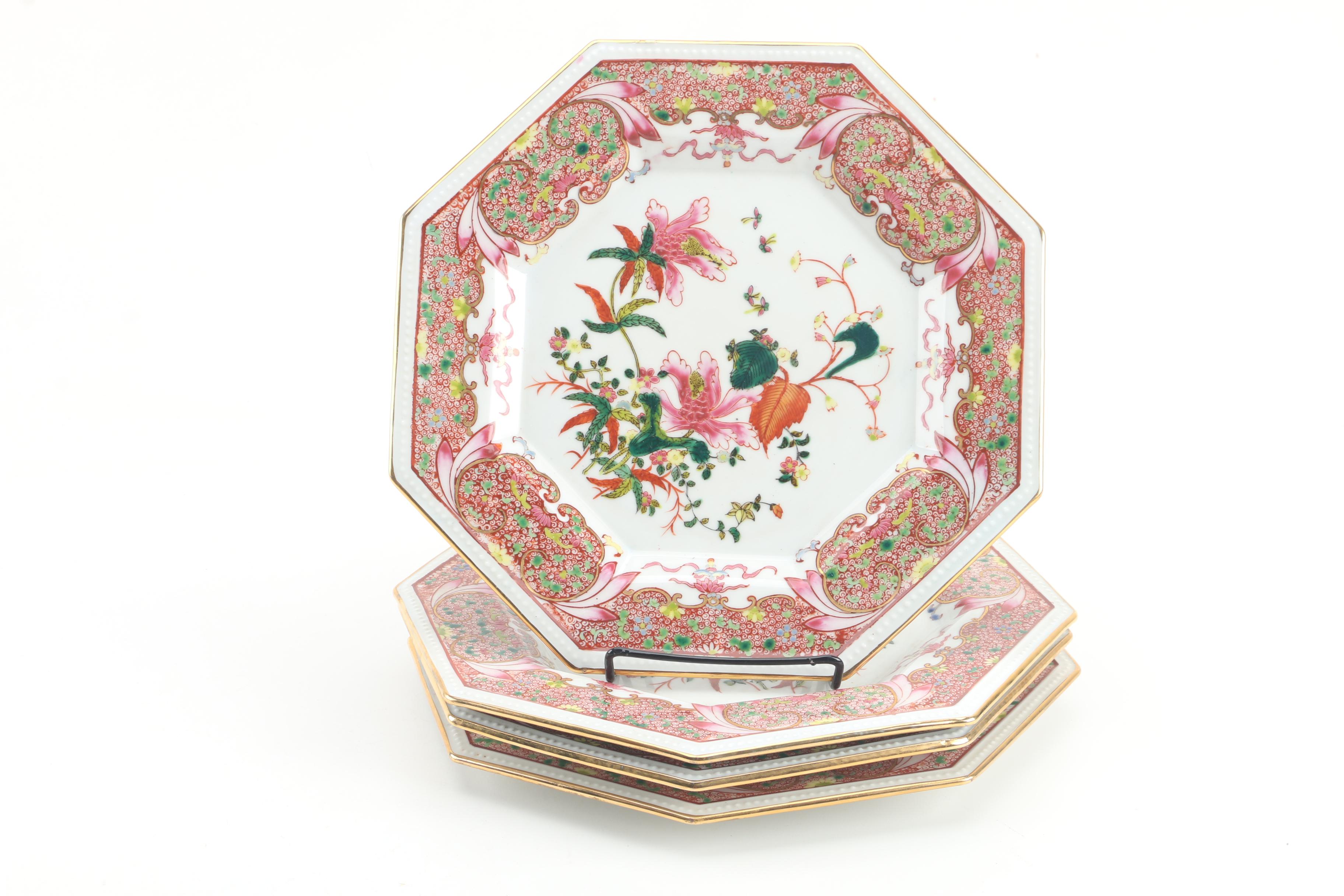 Chinese Hand-Embellished Decorative Floral-Themed Plates