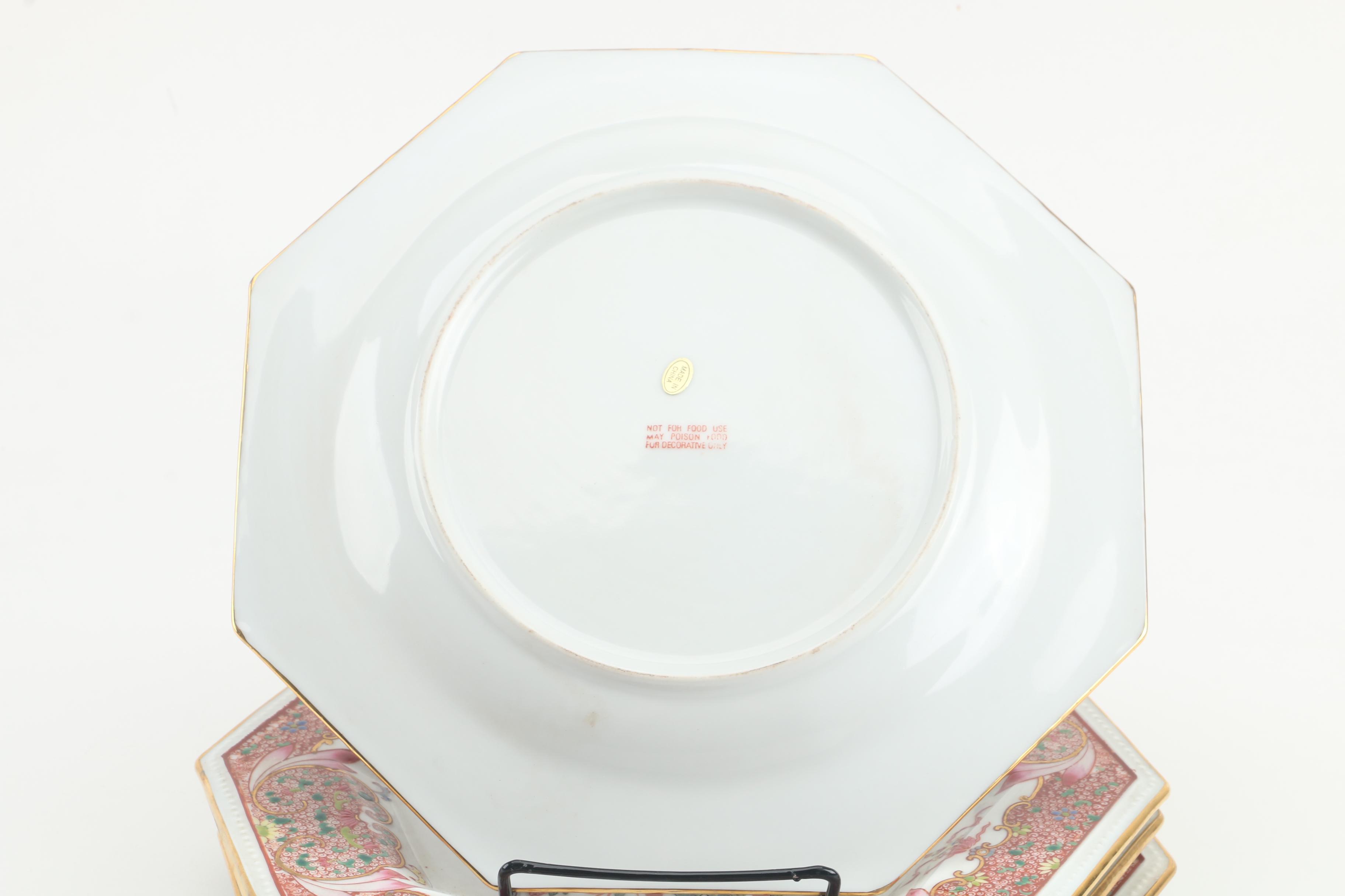 Chinese Hand-Embellished Decorative Floral-Themed Plates
