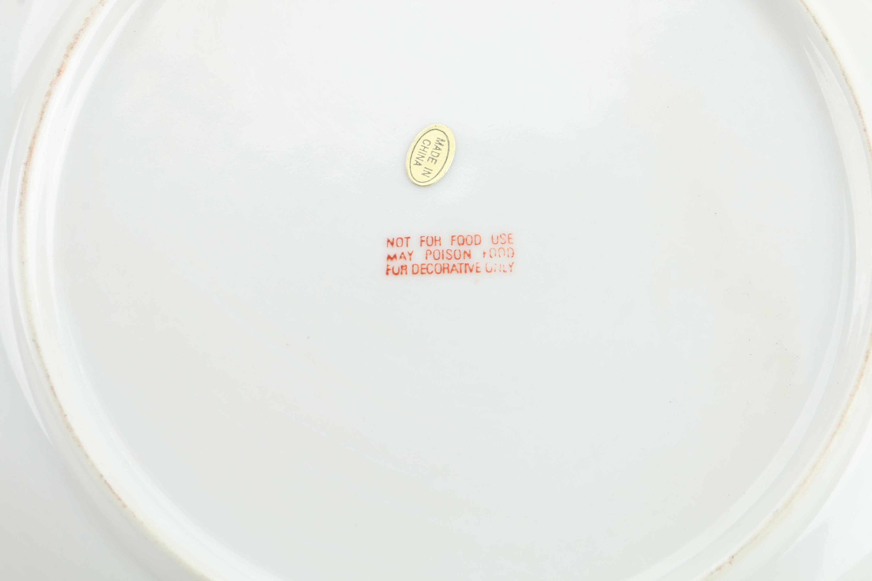 Chinese Hand-Embellished Decorative Floral-Themed Plates