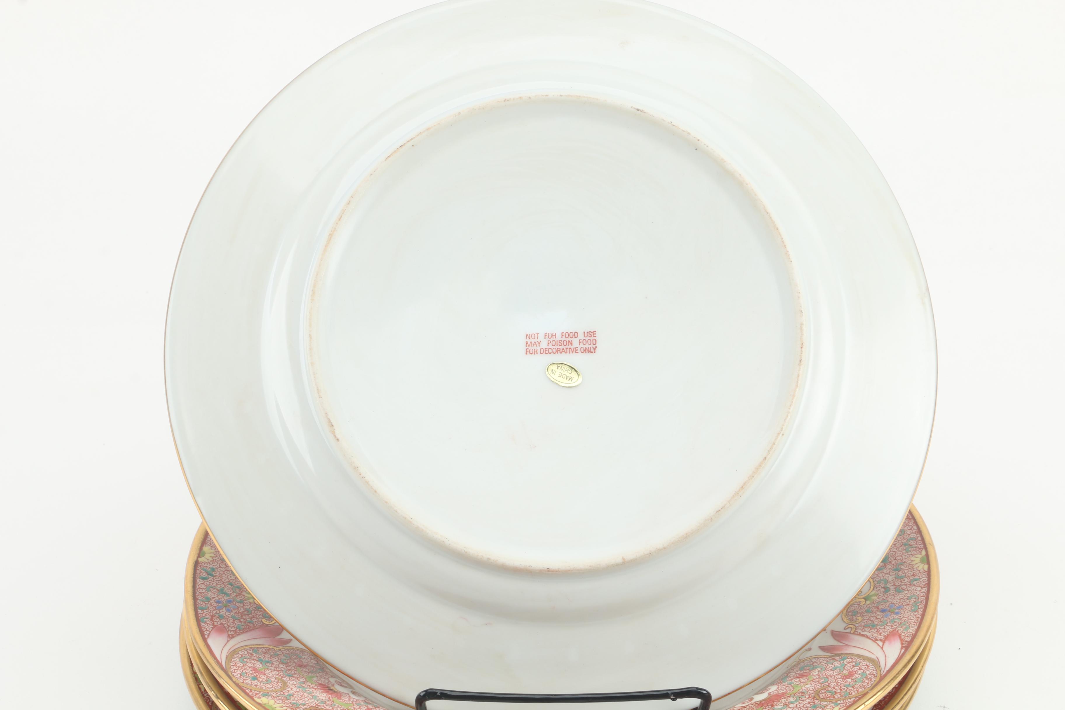 Chinese Hand-Embellished Decorative Floral-Themed Plates