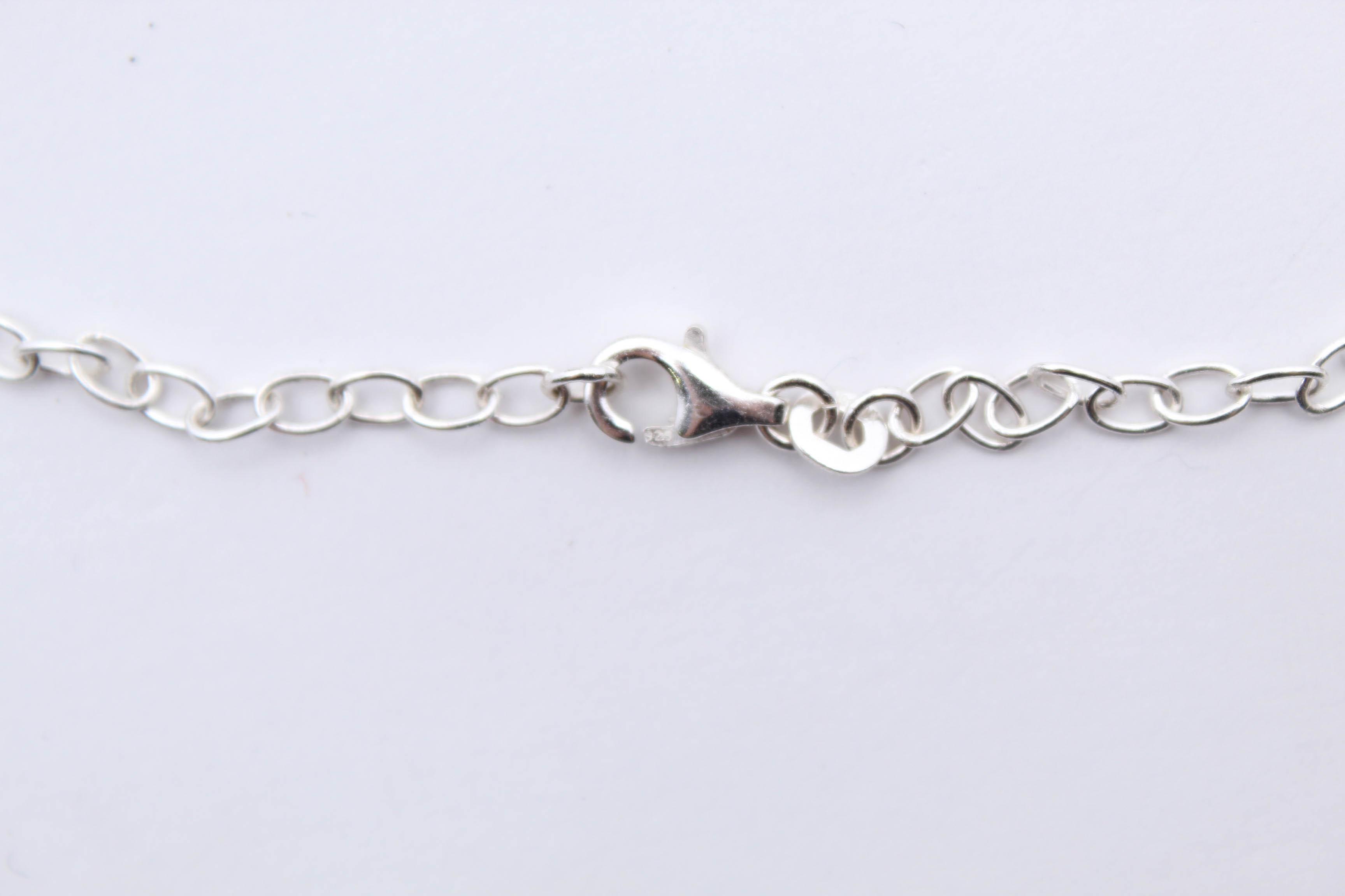 Sterling Silver Floral Pendant Necklace with Imitation Amber