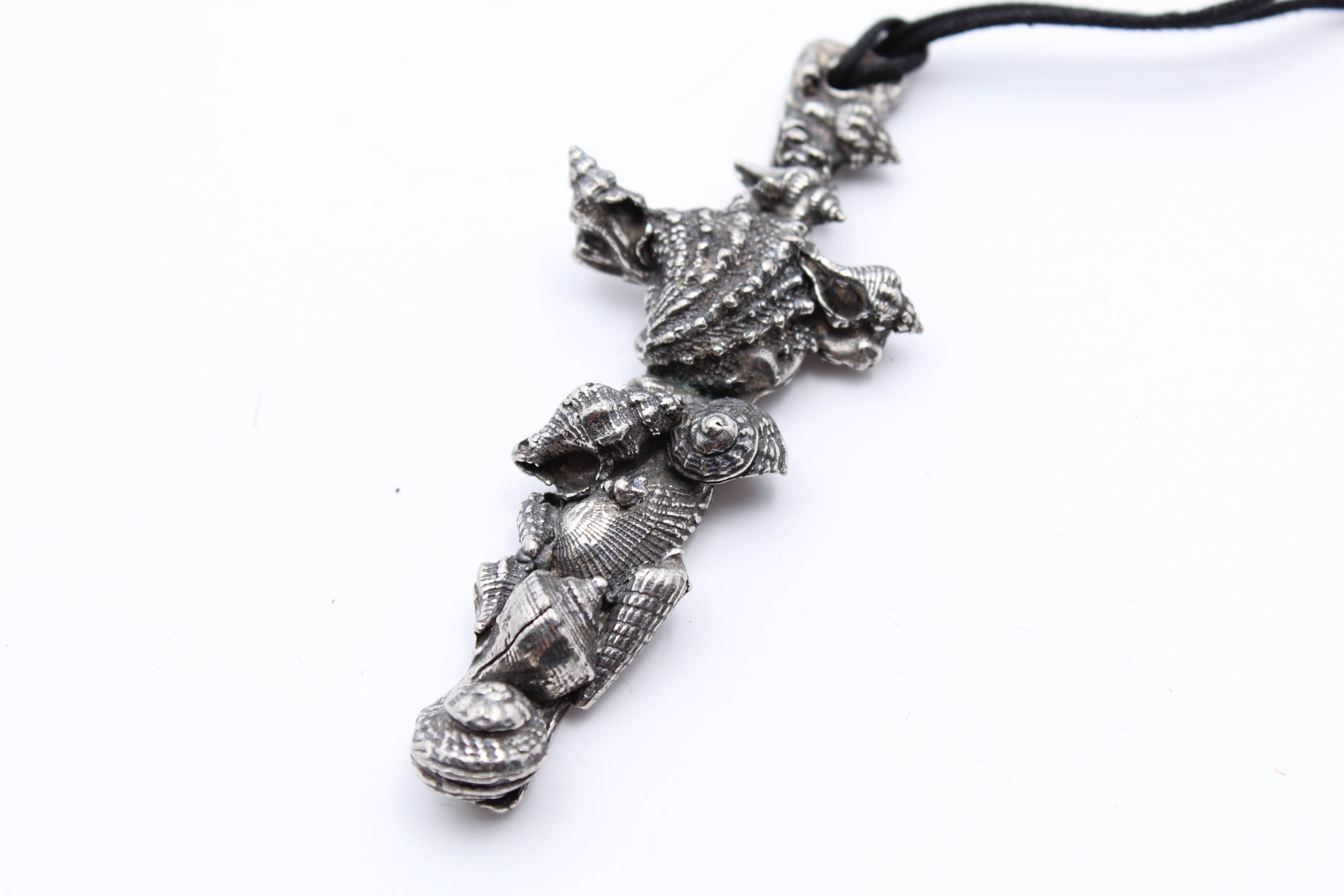 Don Drumm Aluminum Seashell Motif Cross Necklace