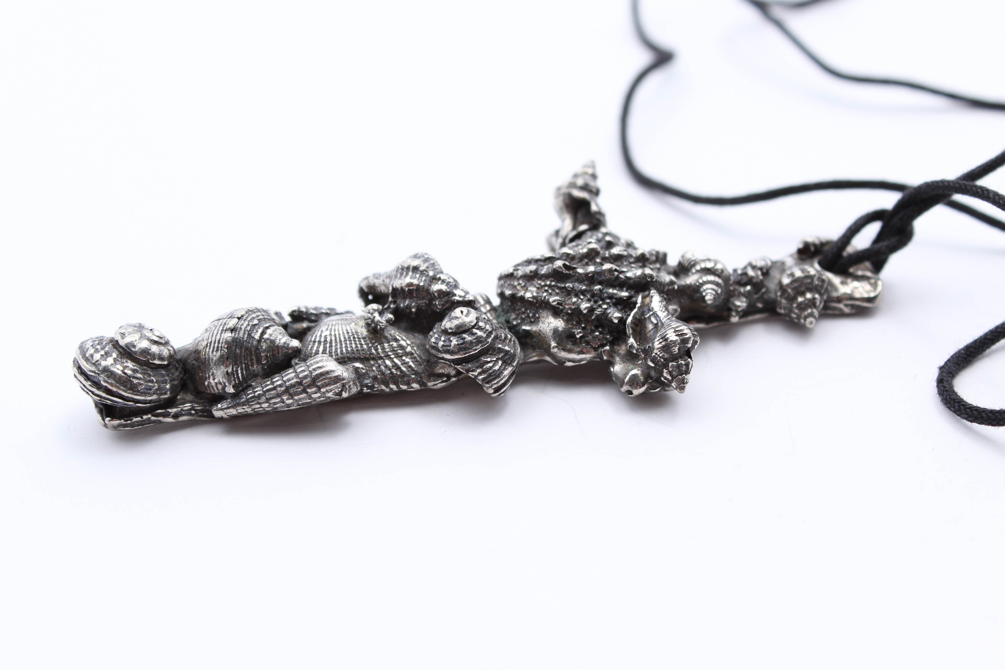 Don Drumm Aluminum Seashell Motif Cross Necklace