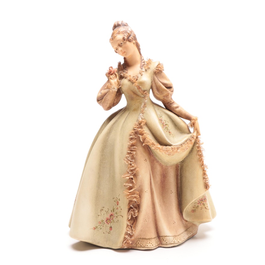 Italian Porcelain Figurine "Woman with Rose" by Antonio Borsato