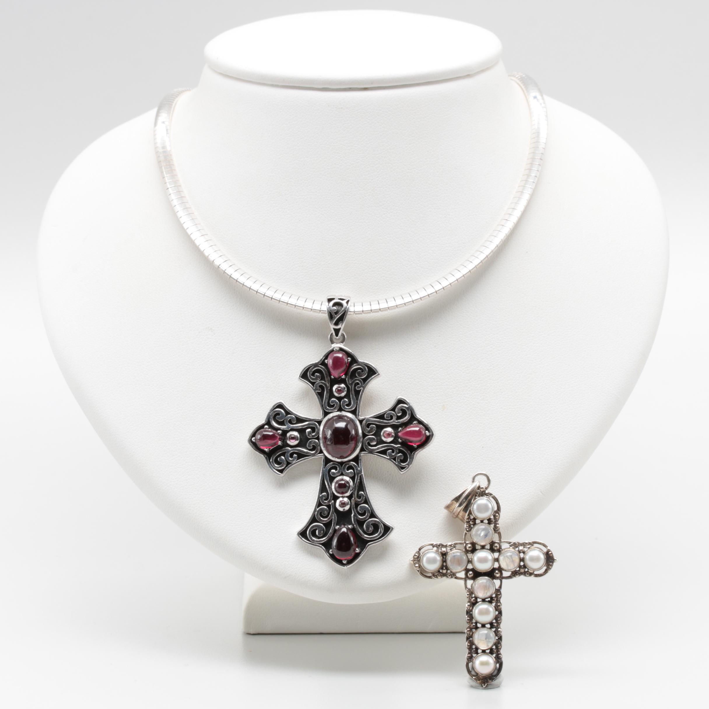 Sterling Gemstone Religious Pendant and Pendant Necklace Including Nicky Butler