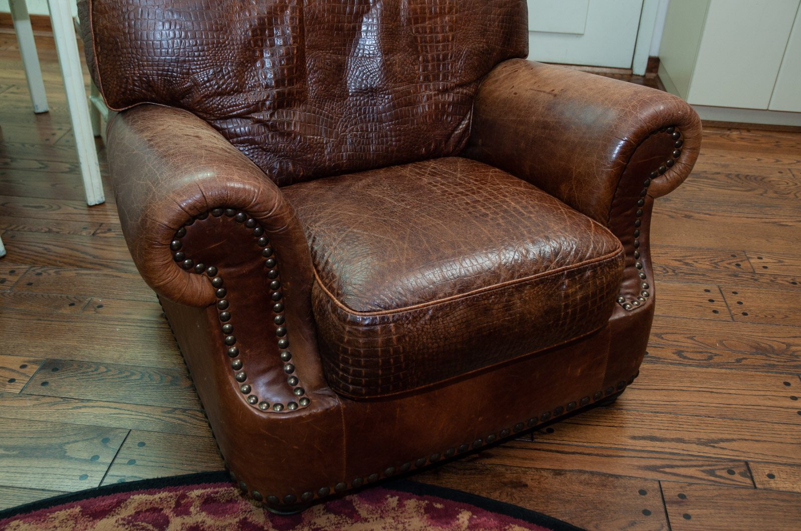 Alligator Style Embossed Leather Lounge chair