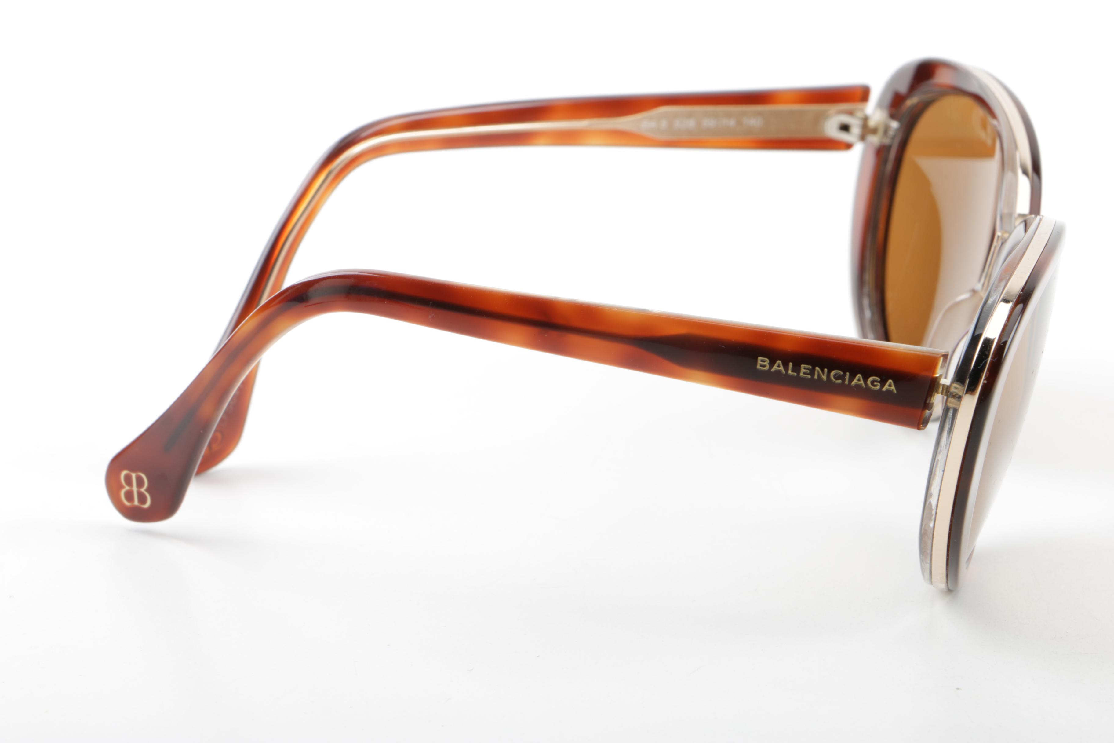 Balenciaga Tortoiseshell Style Cat Eye Polarized Prescription Sunglasses